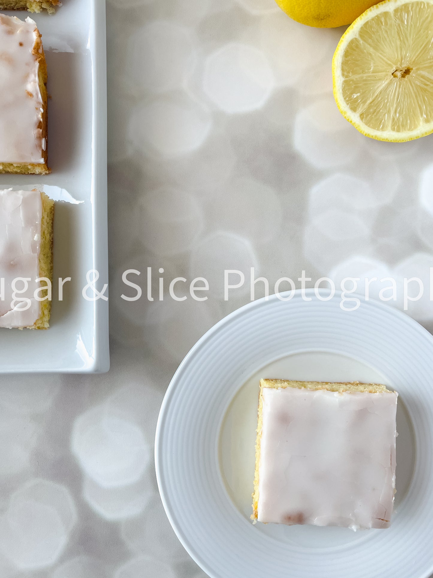 Gluten Free Lemon Brownies on Lilac Ash Bokeh