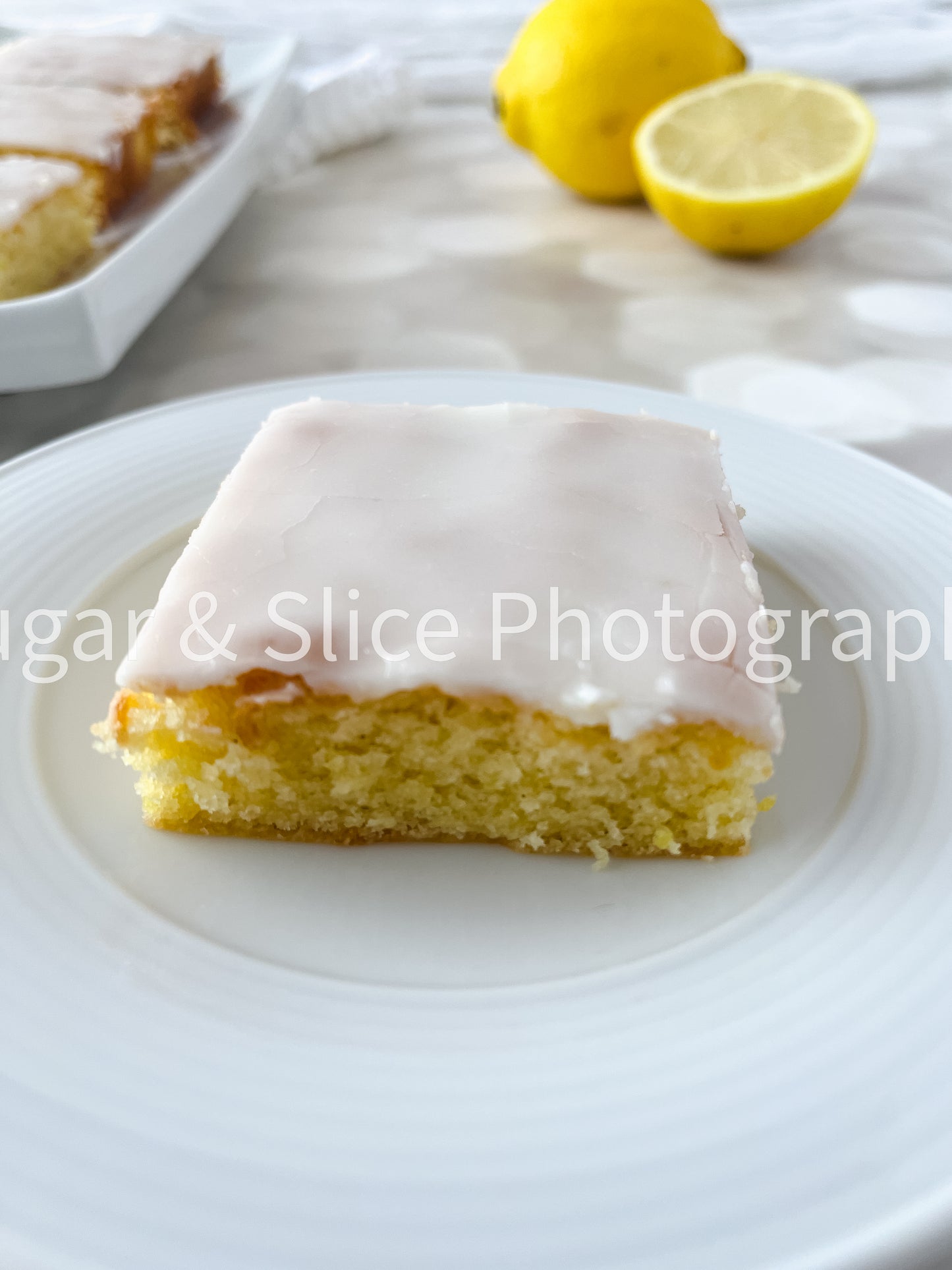 Gluten Free Lemon Brownies on Lilac Ash Bokeh
