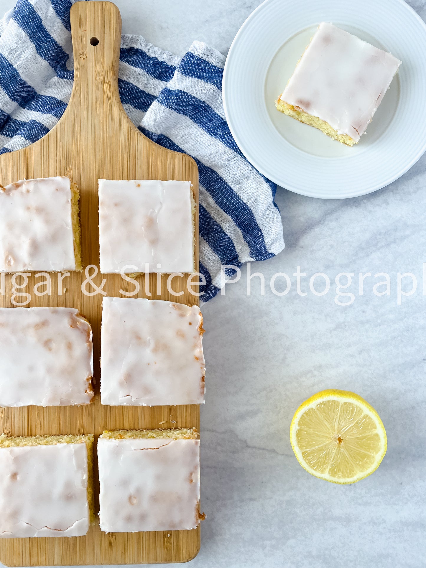 Gluten Free Lemon Brownies on Marble