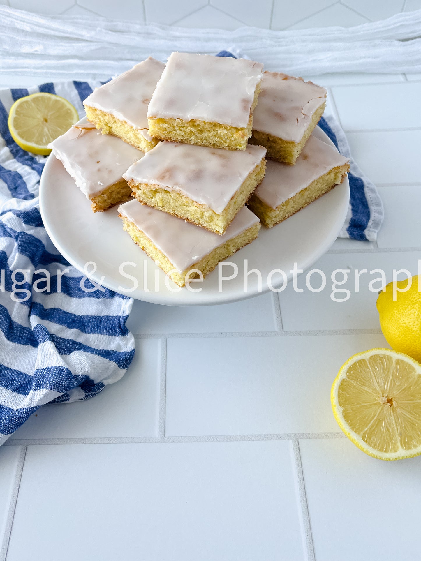Gluten Free Lemon Brownies on White Ceramic Tile