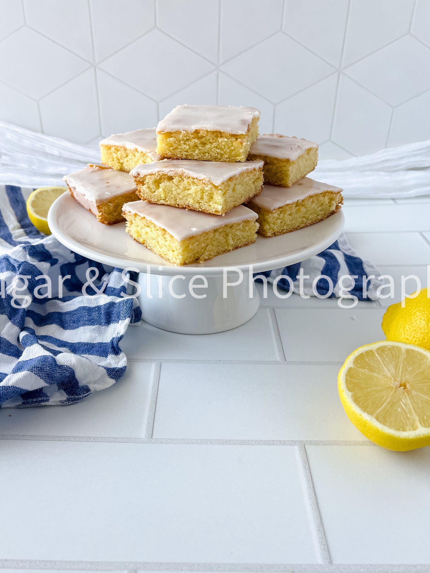 Gluten Free Lemon Brownies on White Ceramic Tile