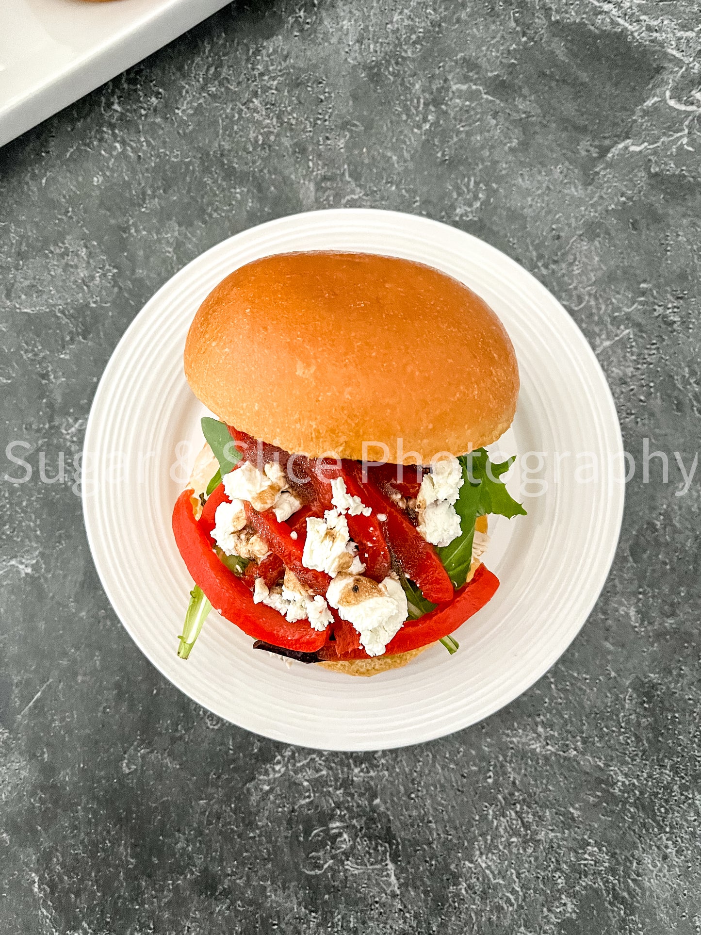 Mediterranean Chicken Sandwich on Black Slate