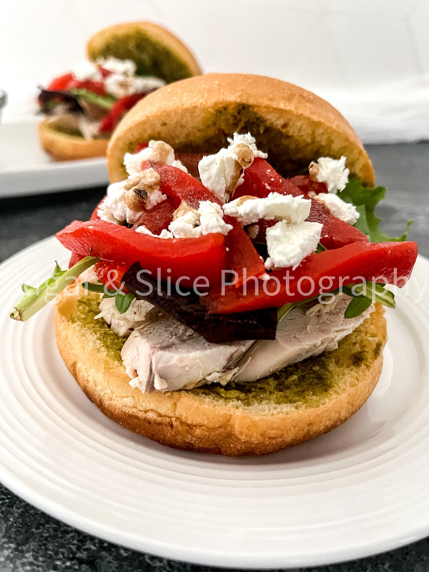 Mediterranean Chicken Sandwich on Black Slate