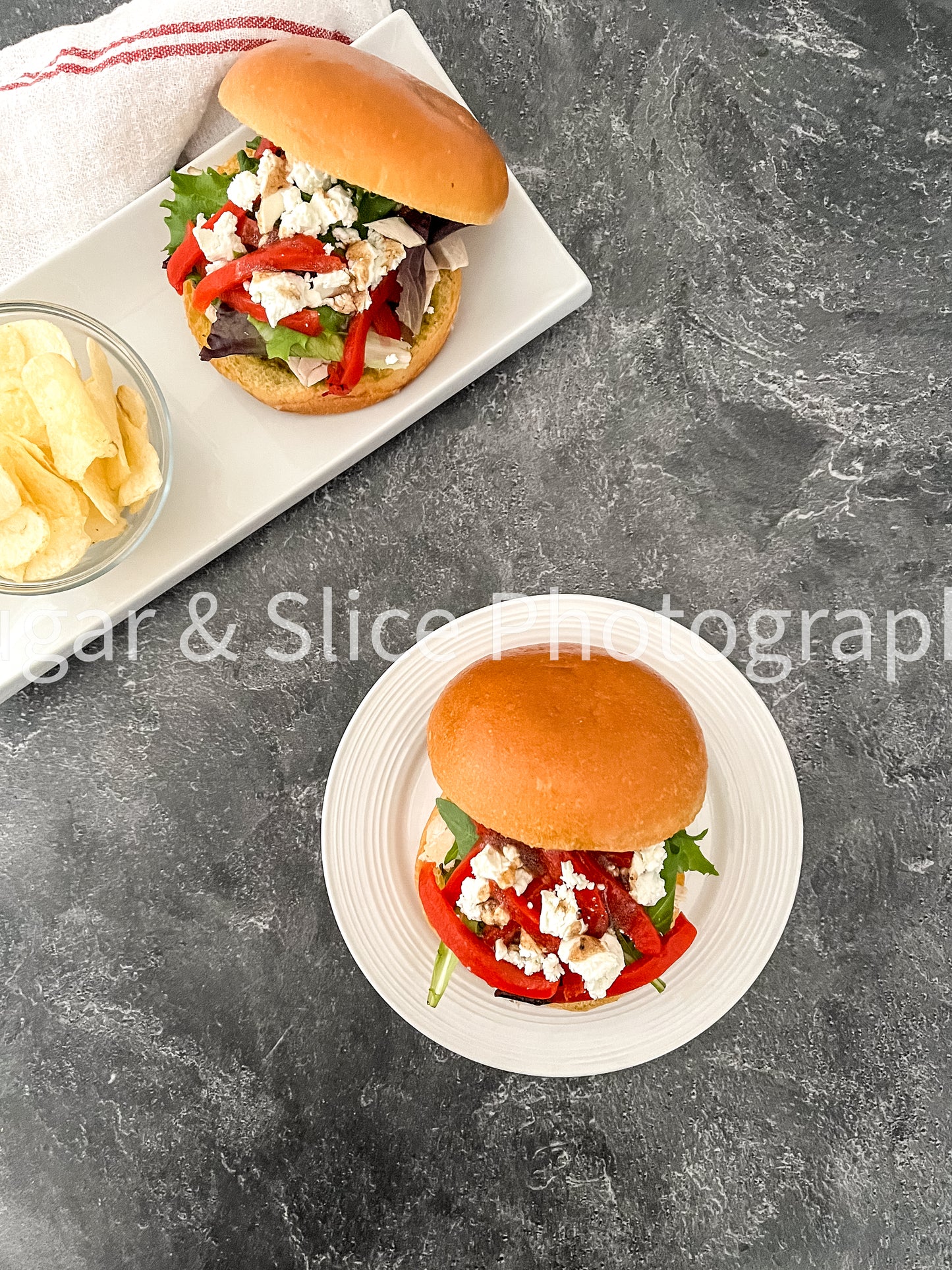 Mediterranean Chicken Sandwich on Black Slate