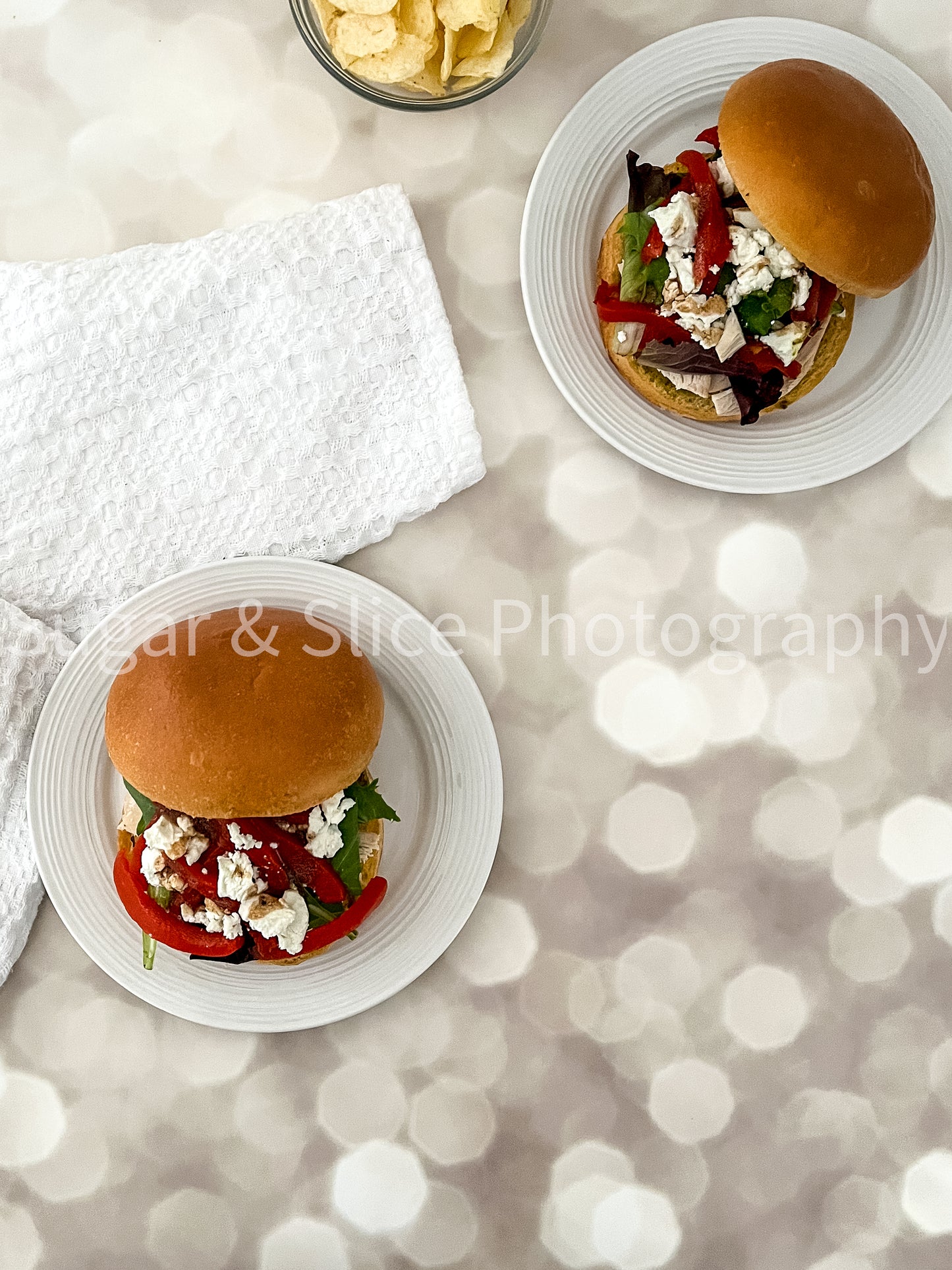 Mediterranean Chicken Sandwich on Lilac Ash Bokeh