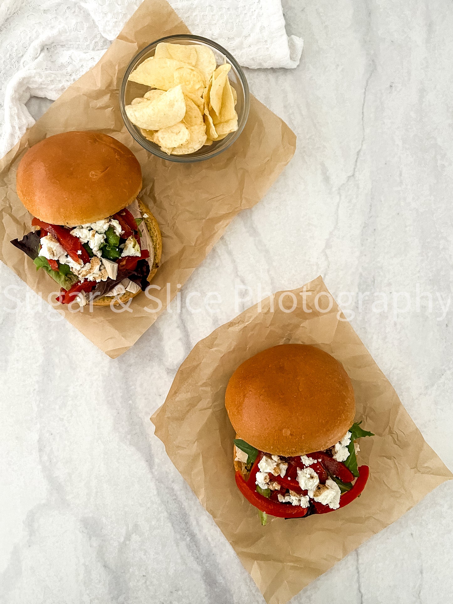 Mediterranean Chicken Sandwich on Marble