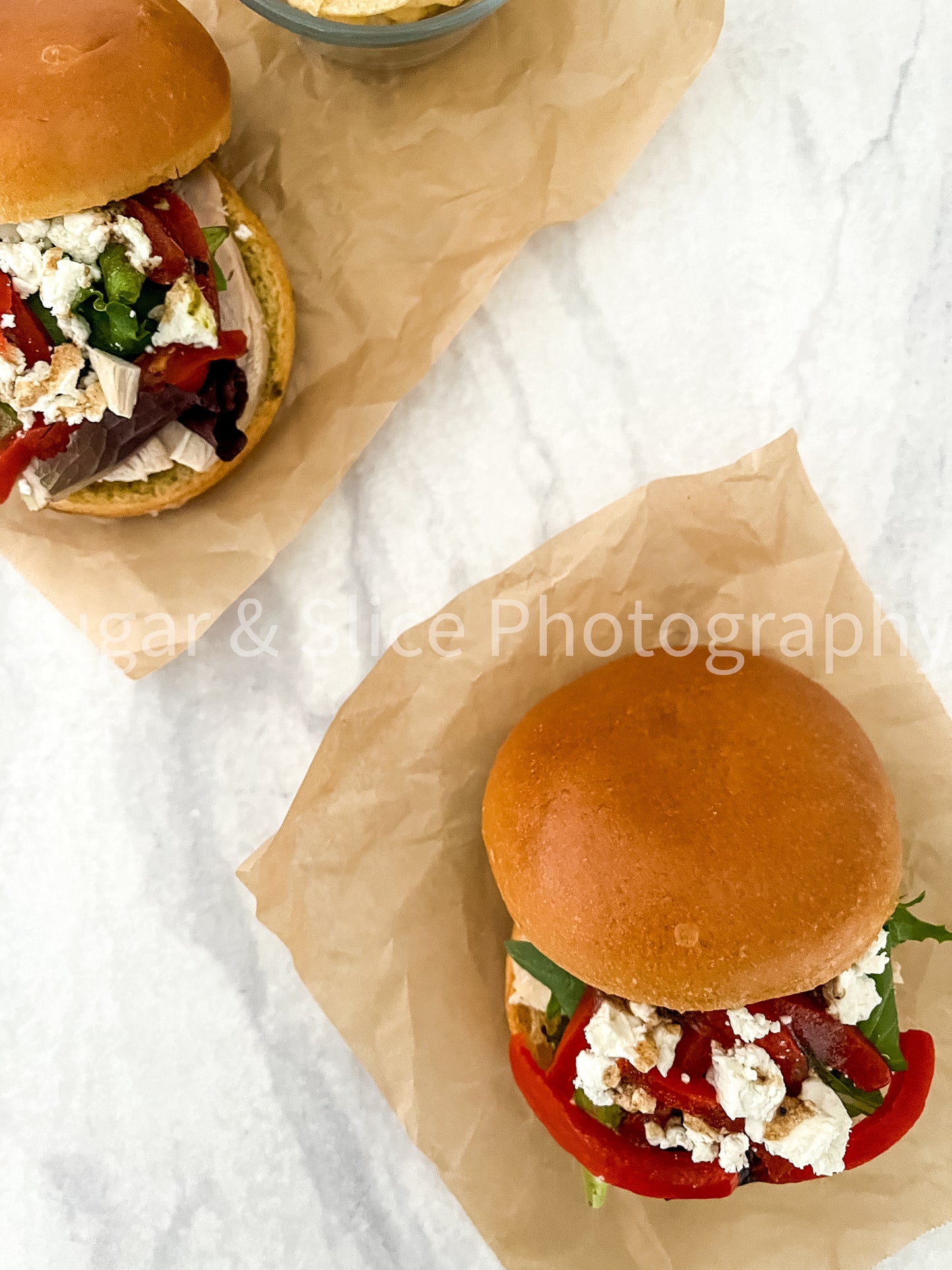 Mediterranean Chicken Sandwich on Marble