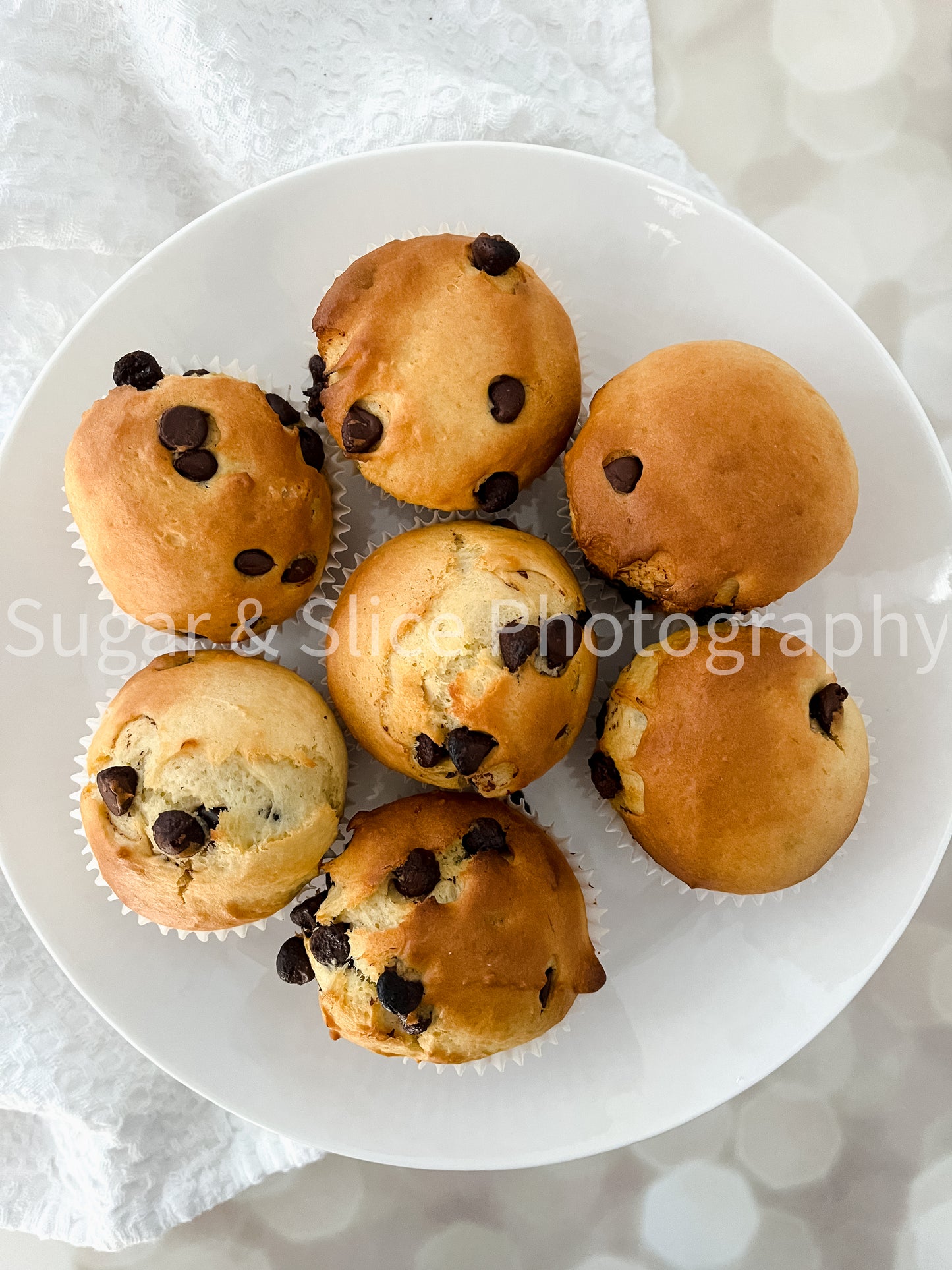 Chocolate Chip Muffins on Lilac Ash Bokeh
