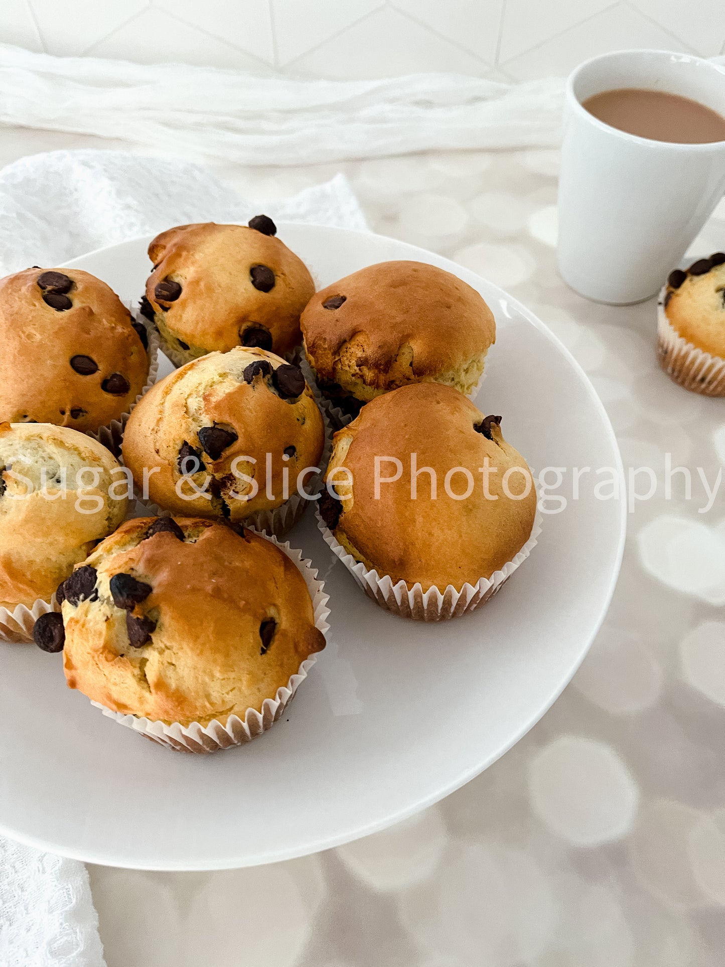 Chocolate Chip Muffins on Lilac Ash Bokeh