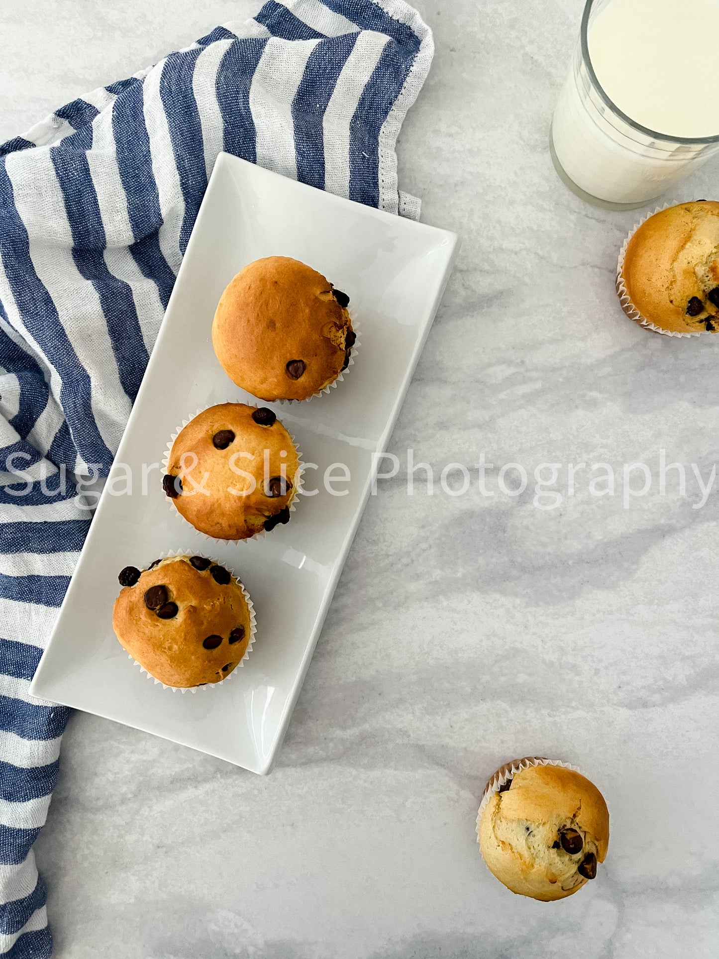 Chocolate Chip Muffins on Marble