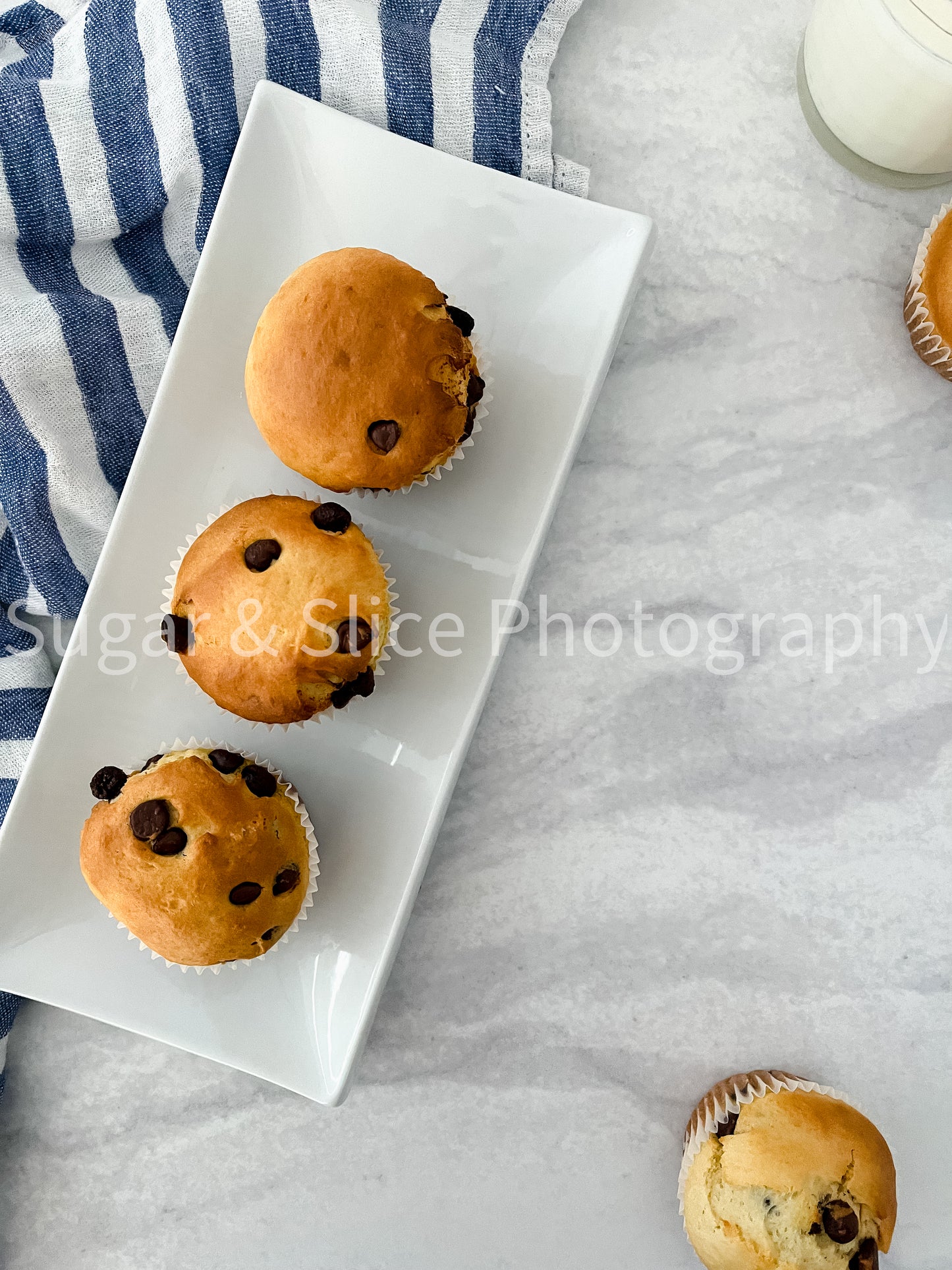 Chocolate Chip Muffins on Marble