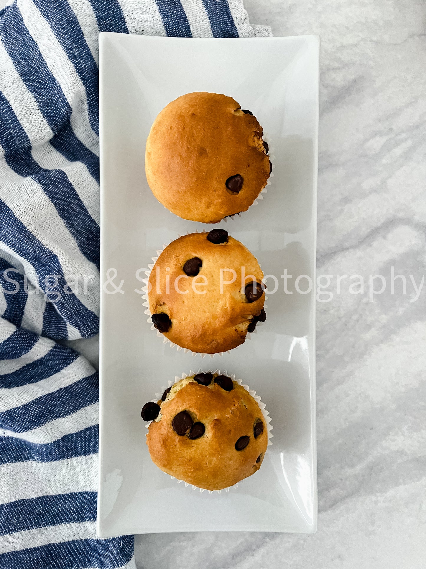 Chocolate Chip Muffins on Marble