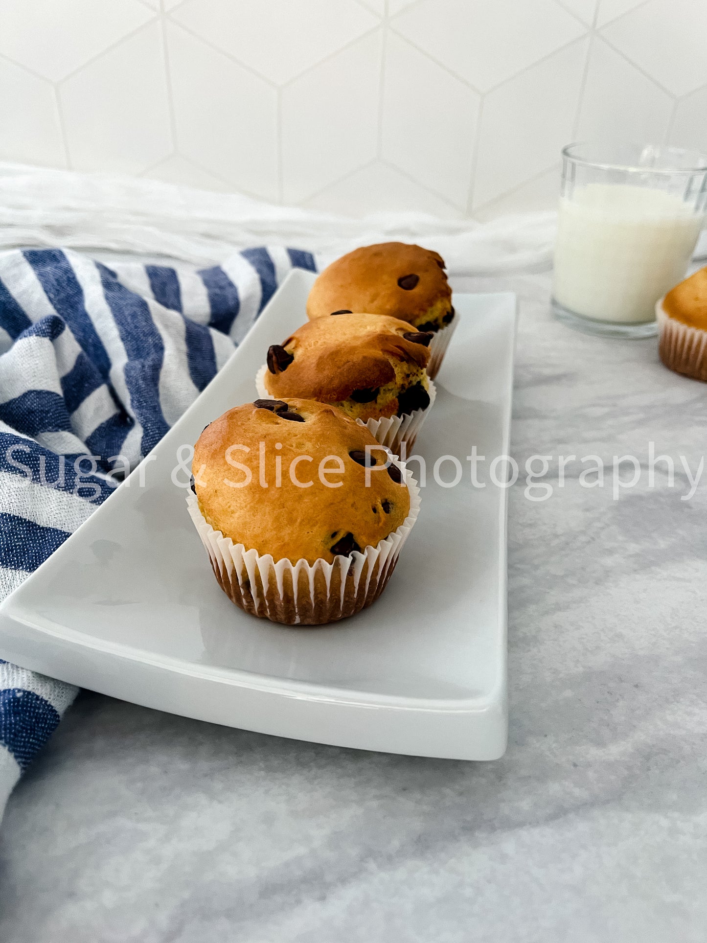 Chocolate Chip Muffins on Marble
