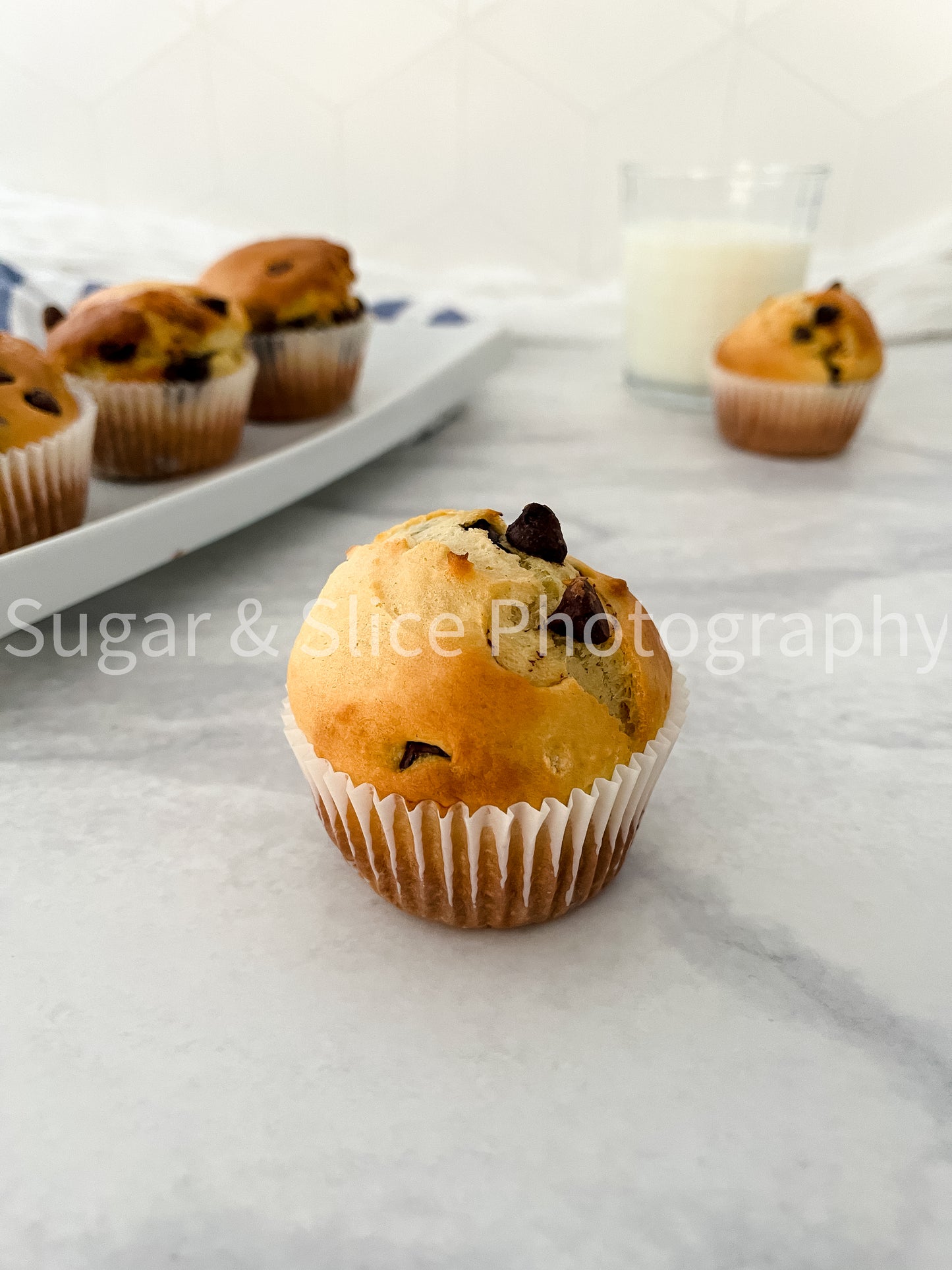 Chocolate Chip Muffins on Marble