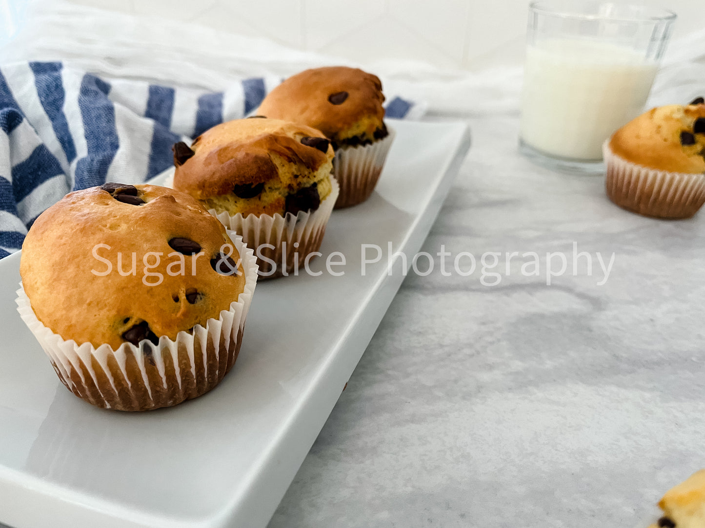 Chocolate Chip Muffins on Marble