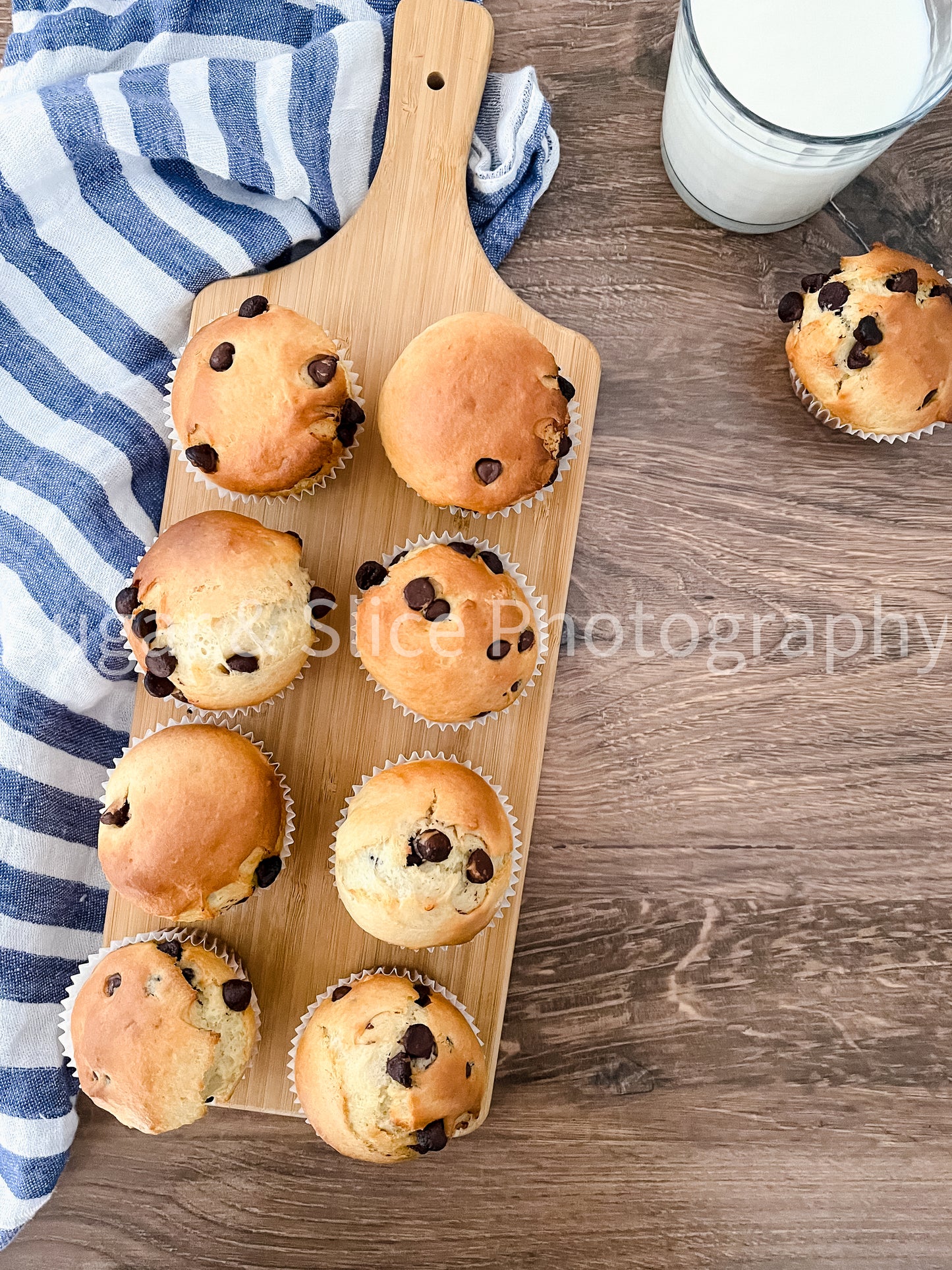 Chocolate Chip Muffins on Russian Oak