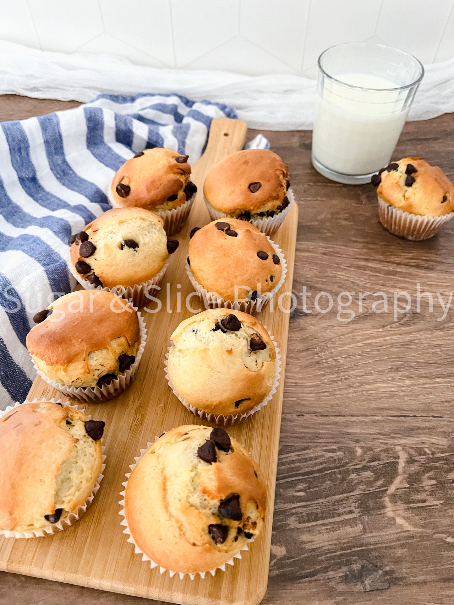 Chocolate Chip Muffins on Russian Oak