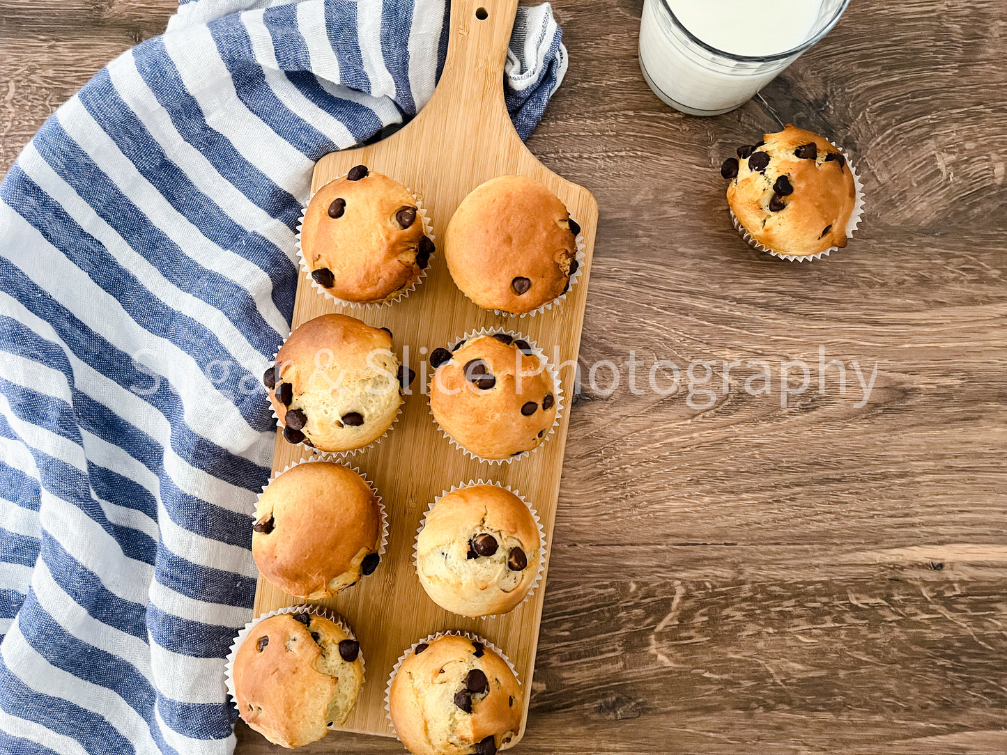 Chocolate Chip Muffins on Russian Oak