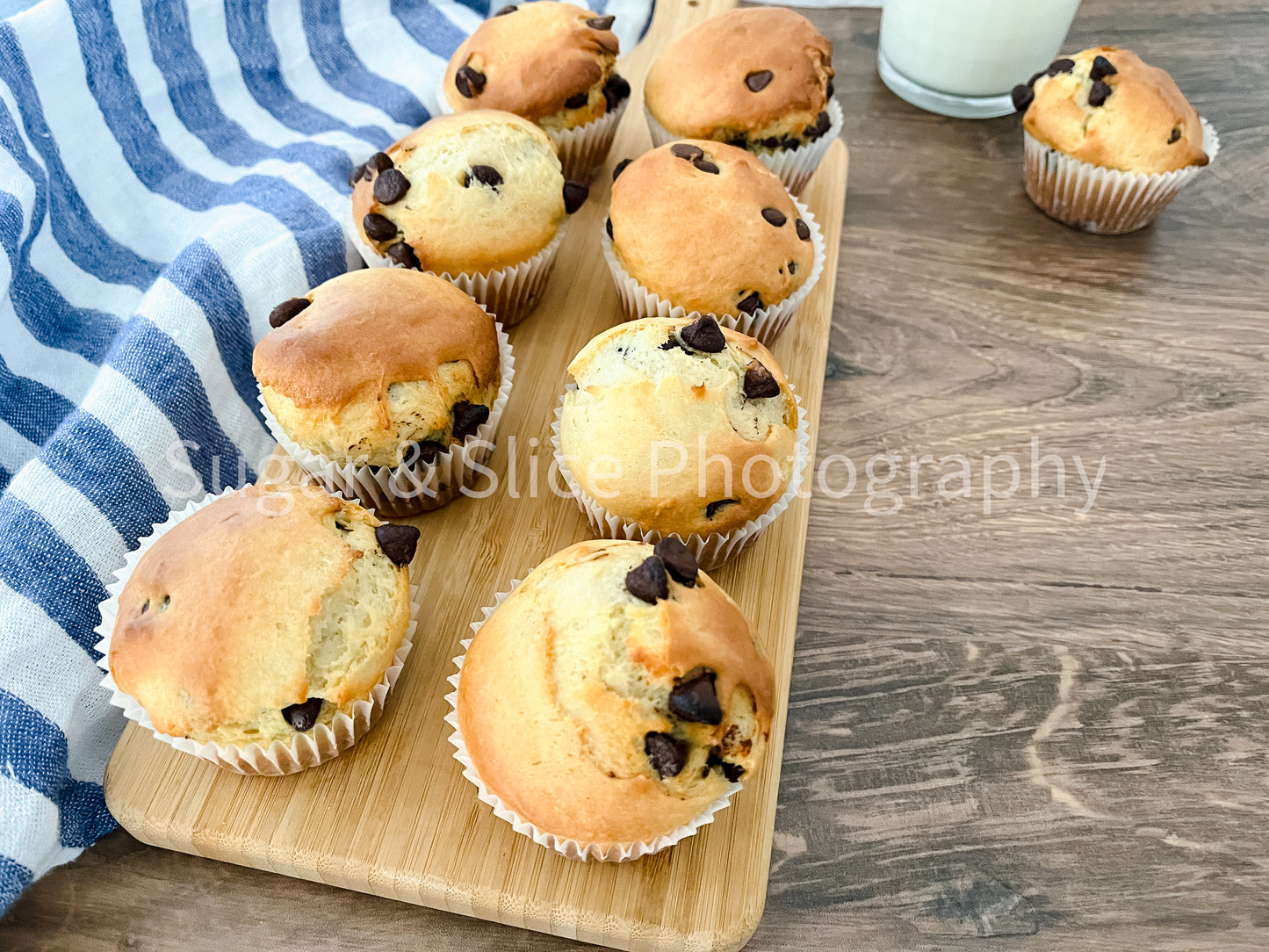 Chocolate Chip Muffins on Russian Oak