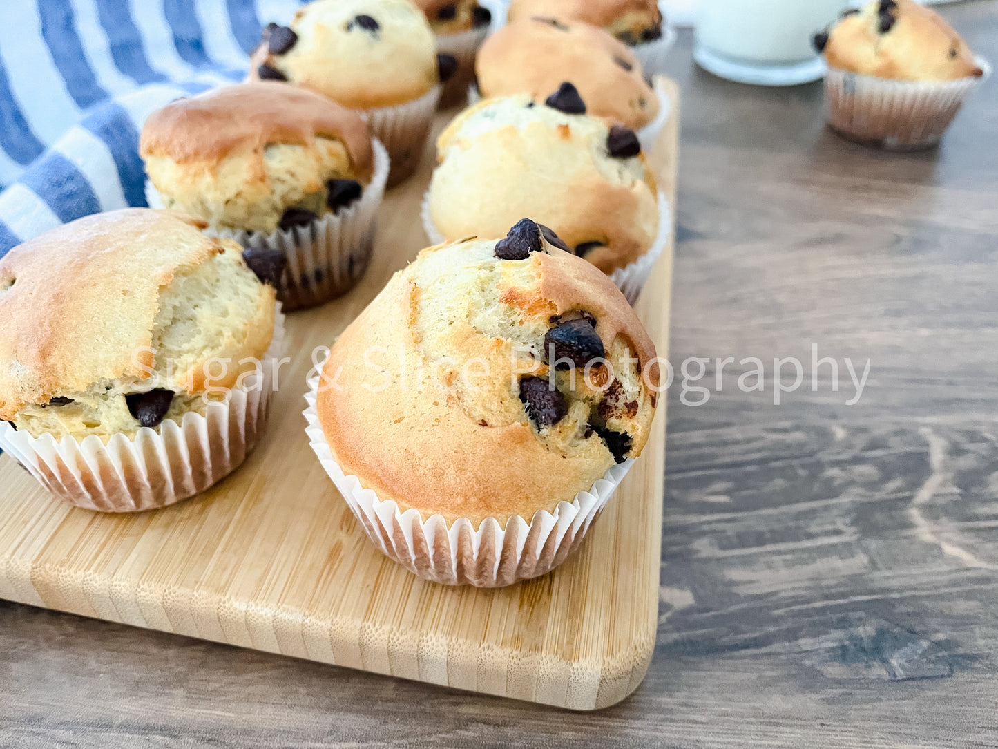 Chocolate Chip Muffins on Russian Oak