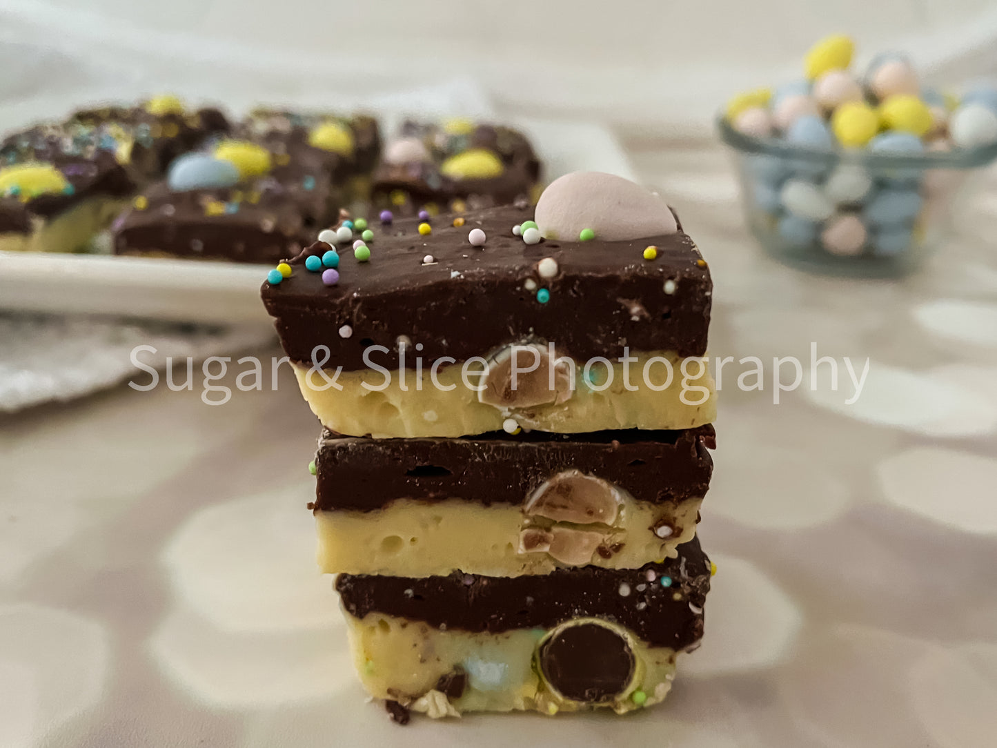 Easter Fudge on Lilac Ash Bokeh