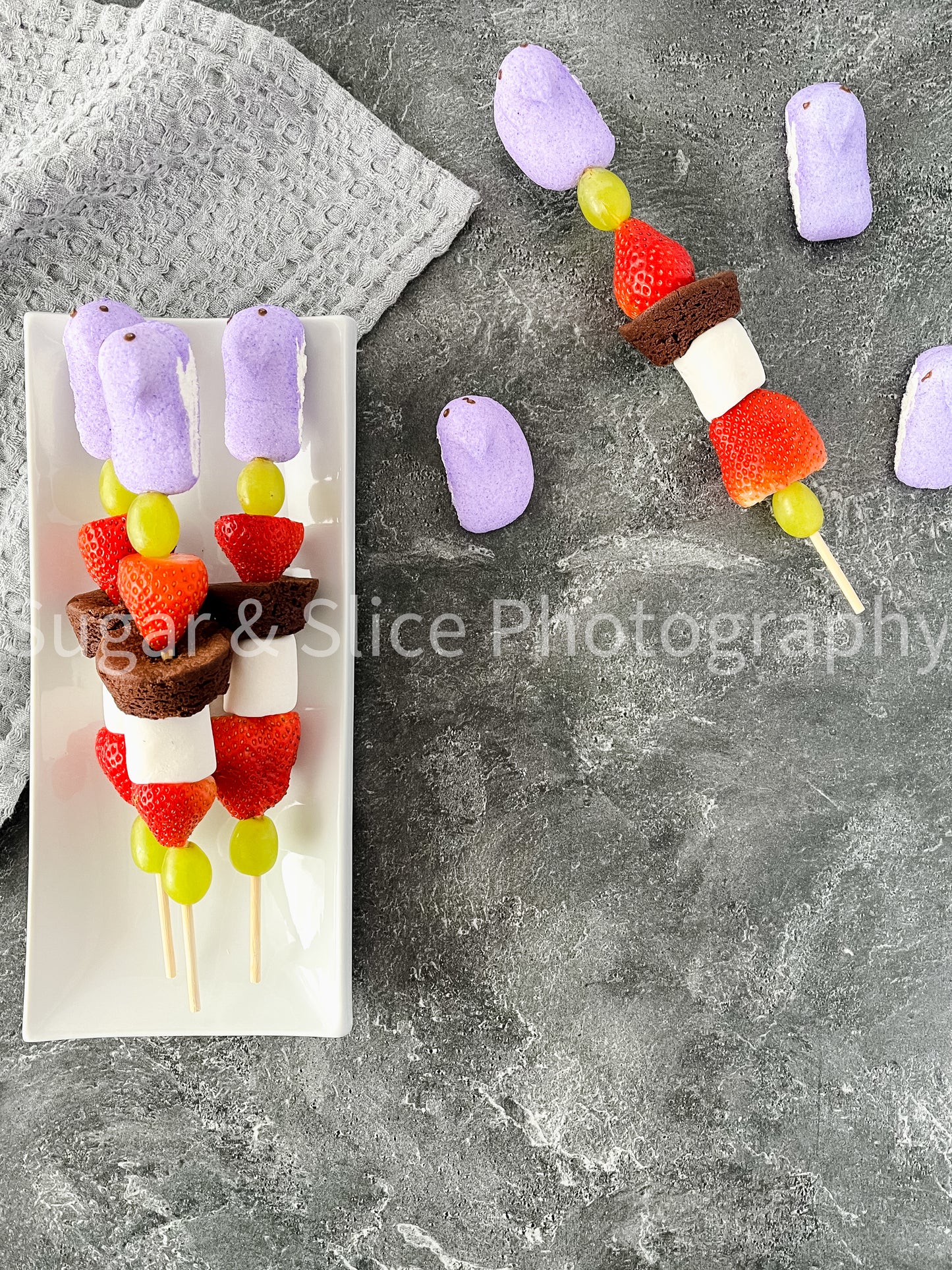 Easter Kabobs on Black Slate