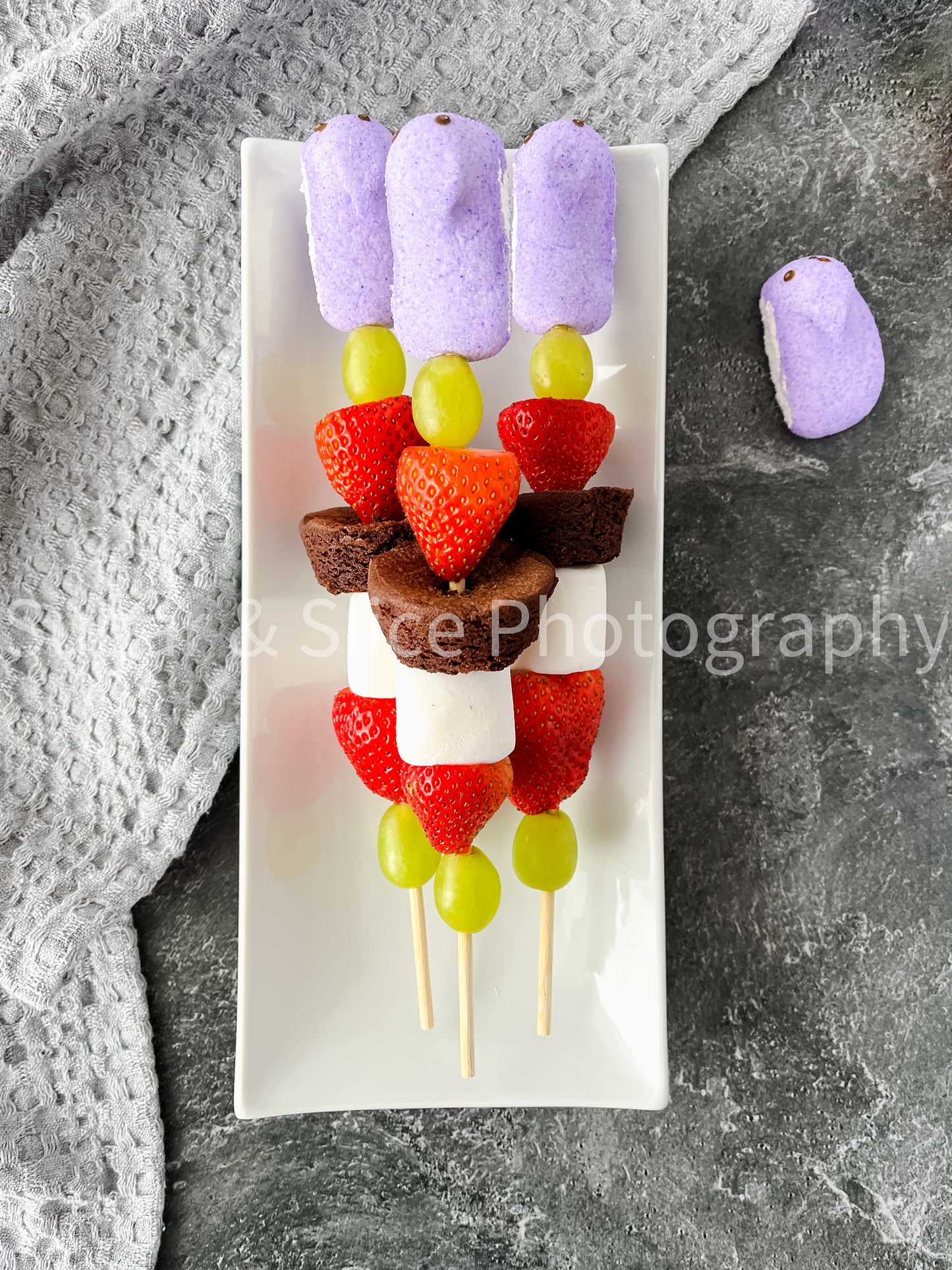 Easter Kabobs on Black Slate