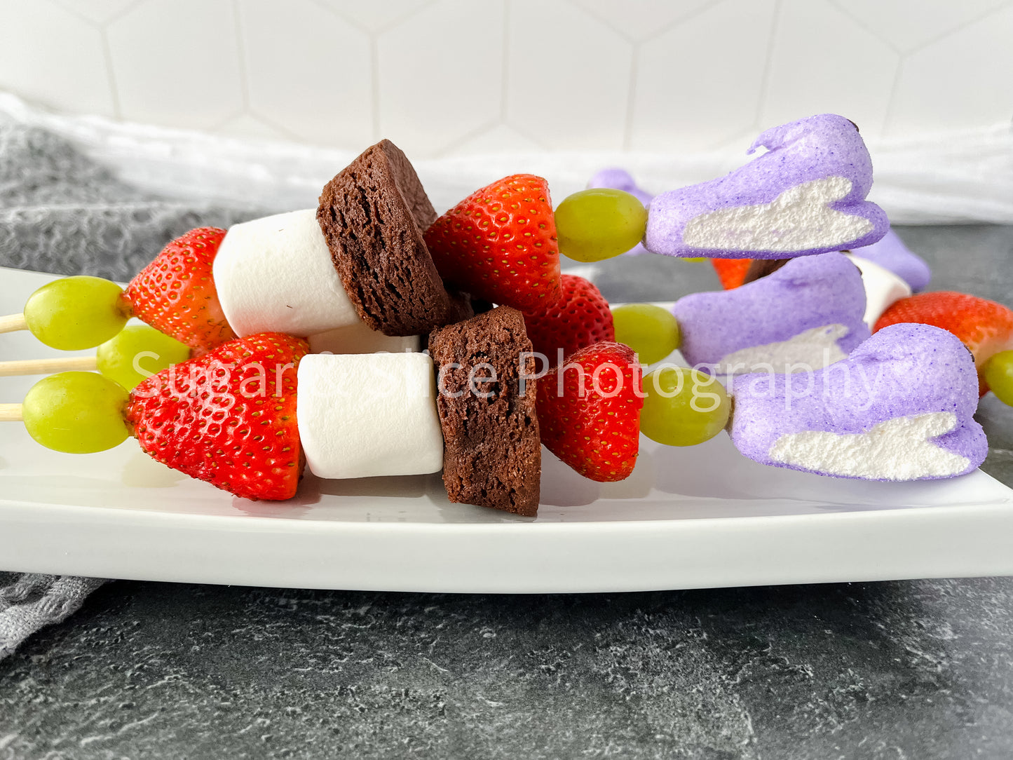 Easter Kabobs on Black Slate