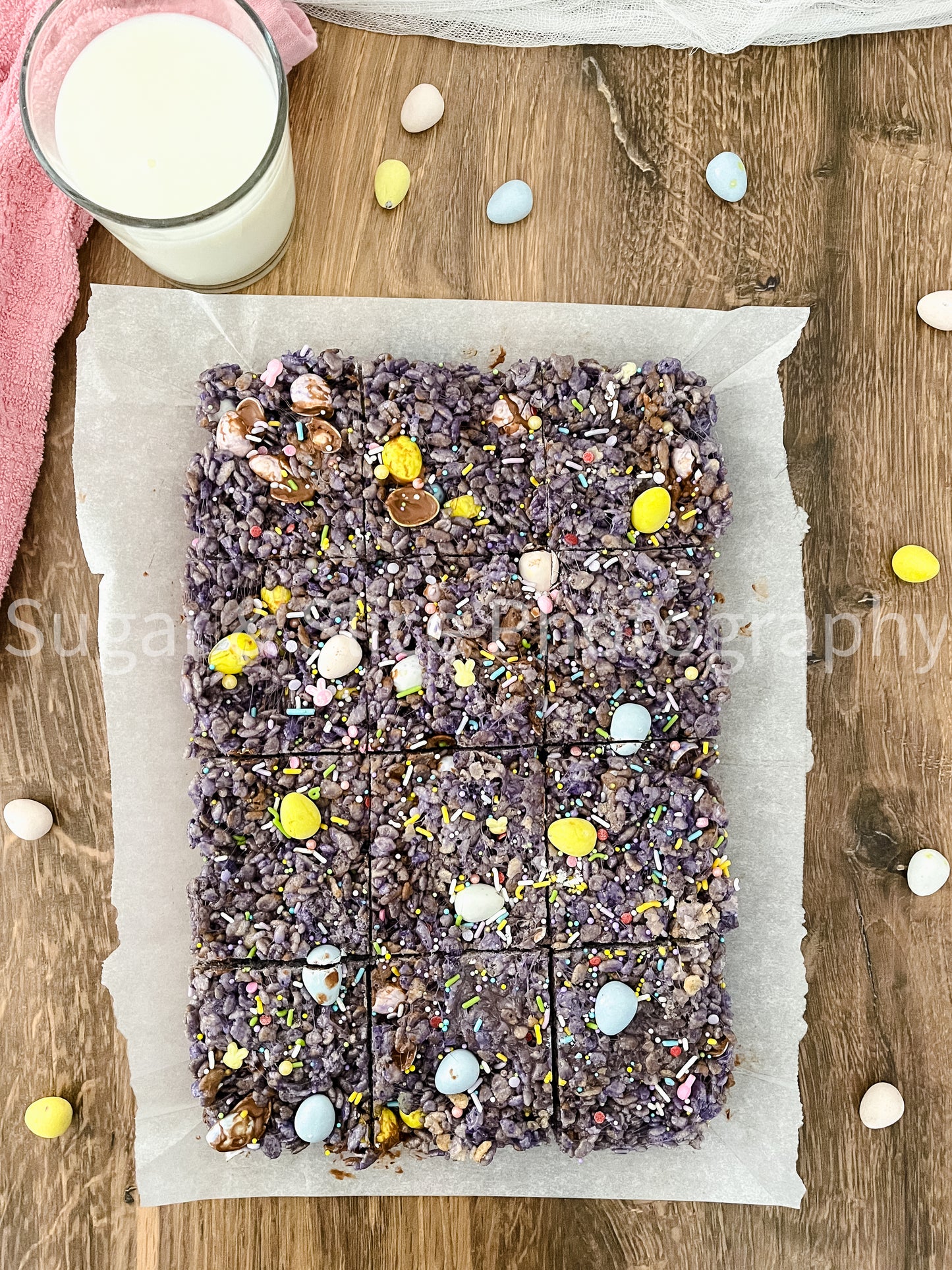 Easter Rice Crispy Squares on Russian Oak