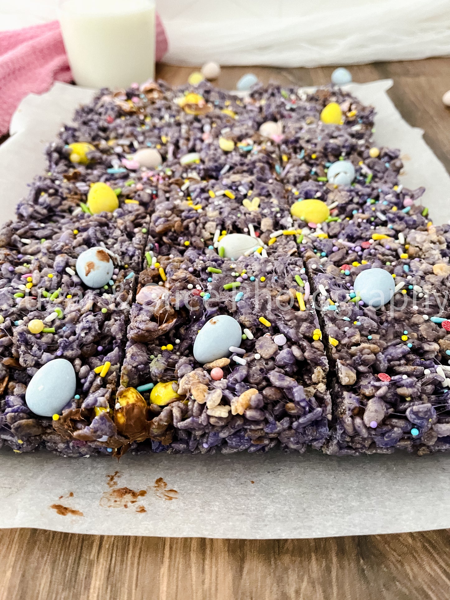 Easter Rice Crispy Squares on Russian Oak