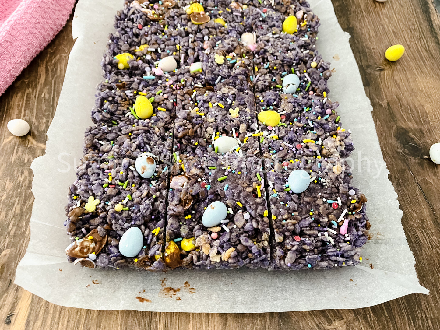 Easter Rice Crispy Squares on Russian Oak