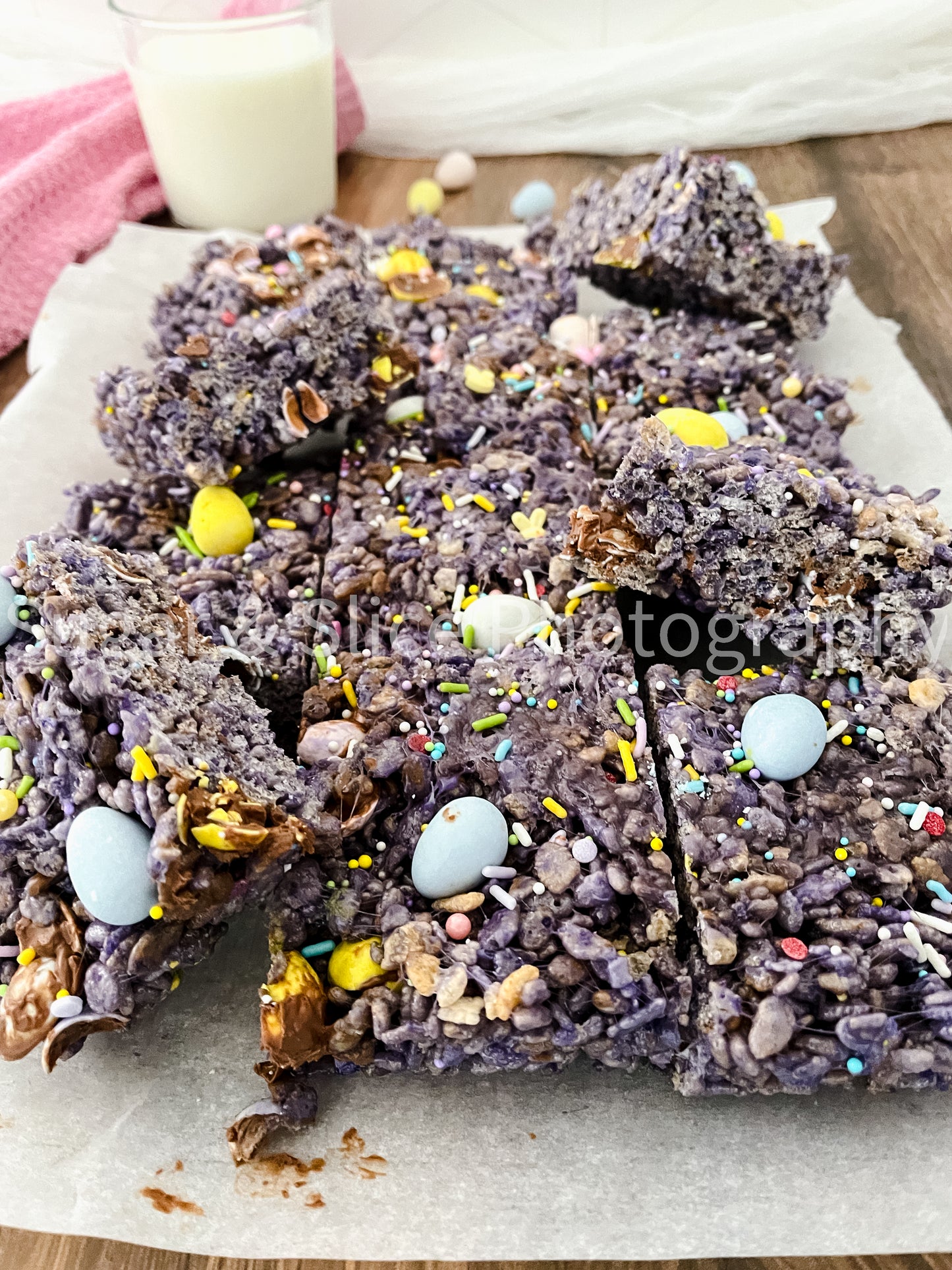 Easter Rice Crispy Squares on Russian Oak