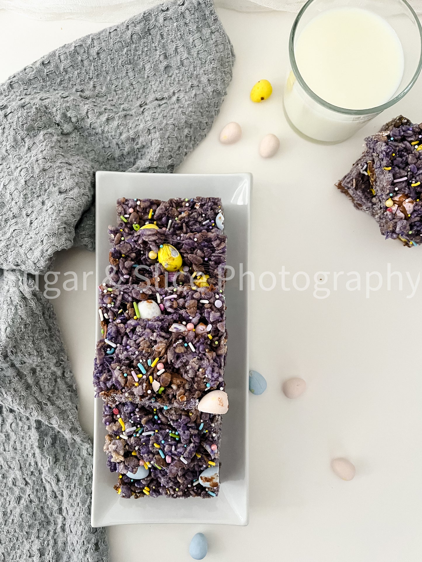 Easter Rice Crispy Squares on White