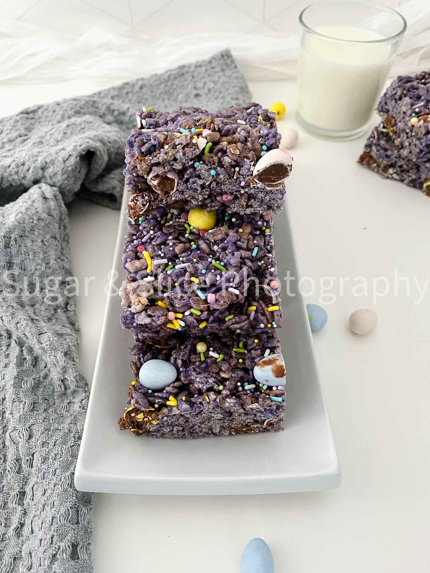 Easter Rice Crispy Squares on White