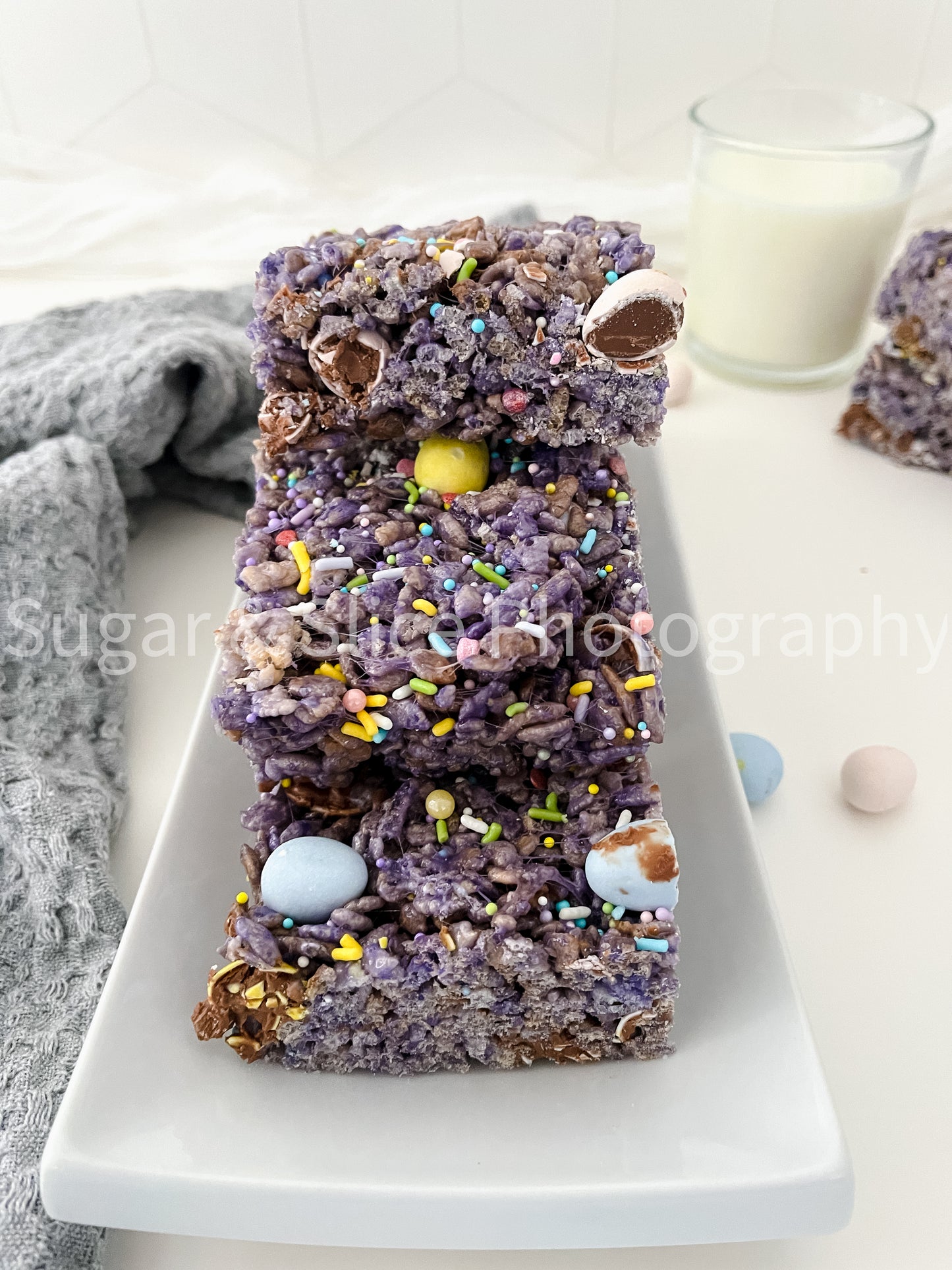 Easter Rice Crispy Squares on White