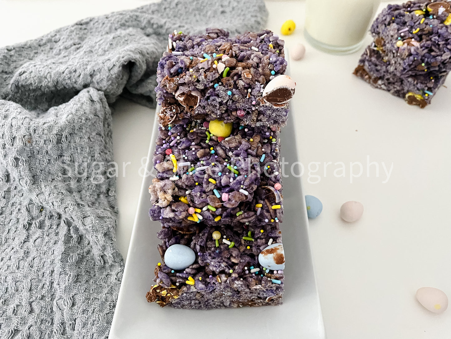Easter Rice Crispy Squares on White