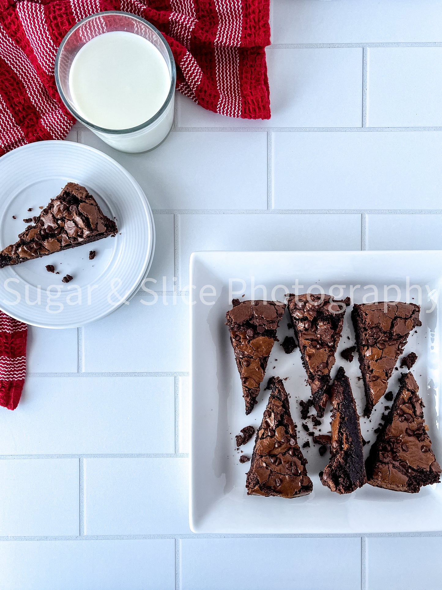 Gluten Free Brownies on White Ceramic Subway Tile