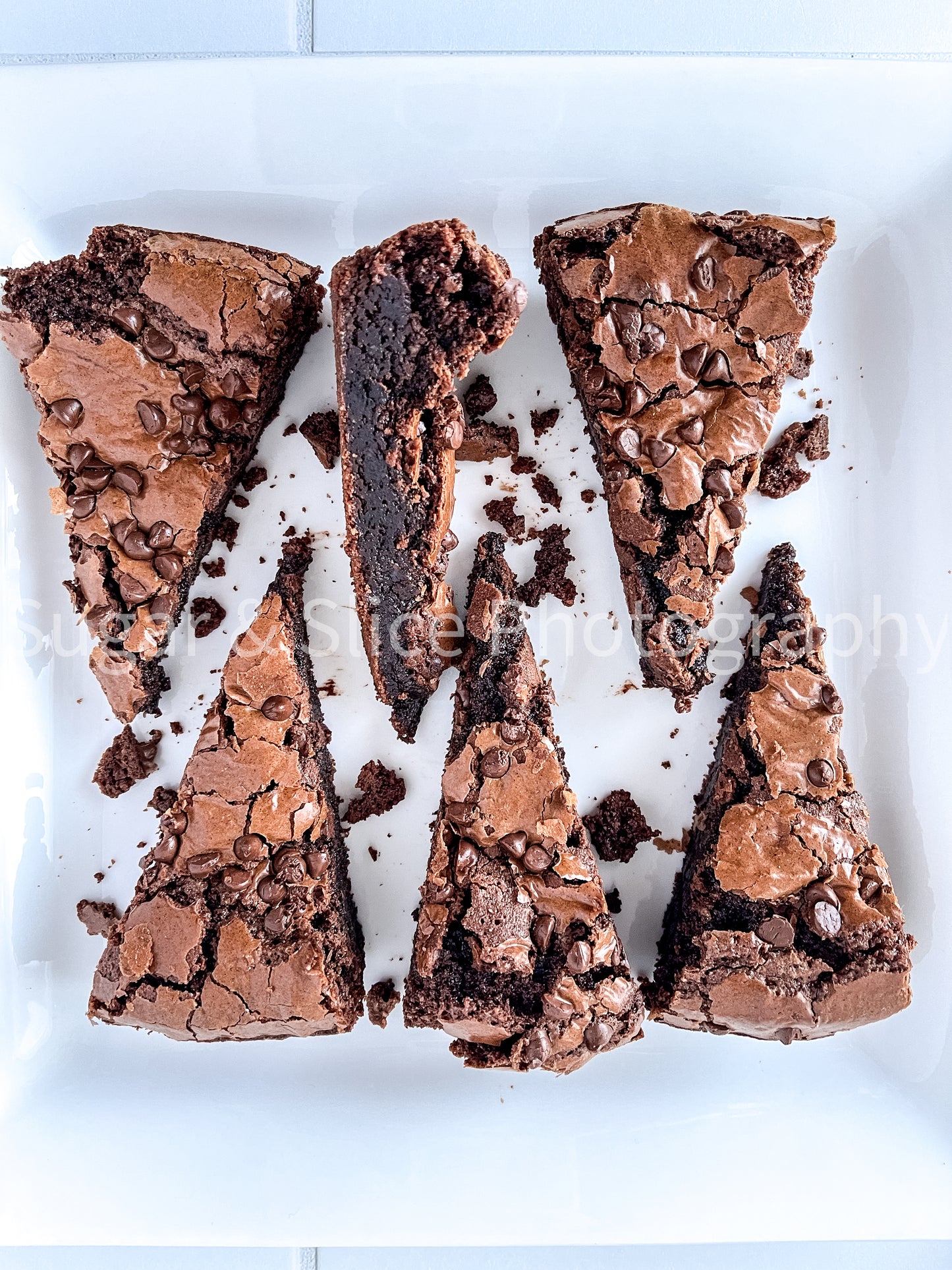 Gluten Free Brownies on White Ceramic Subway Tile