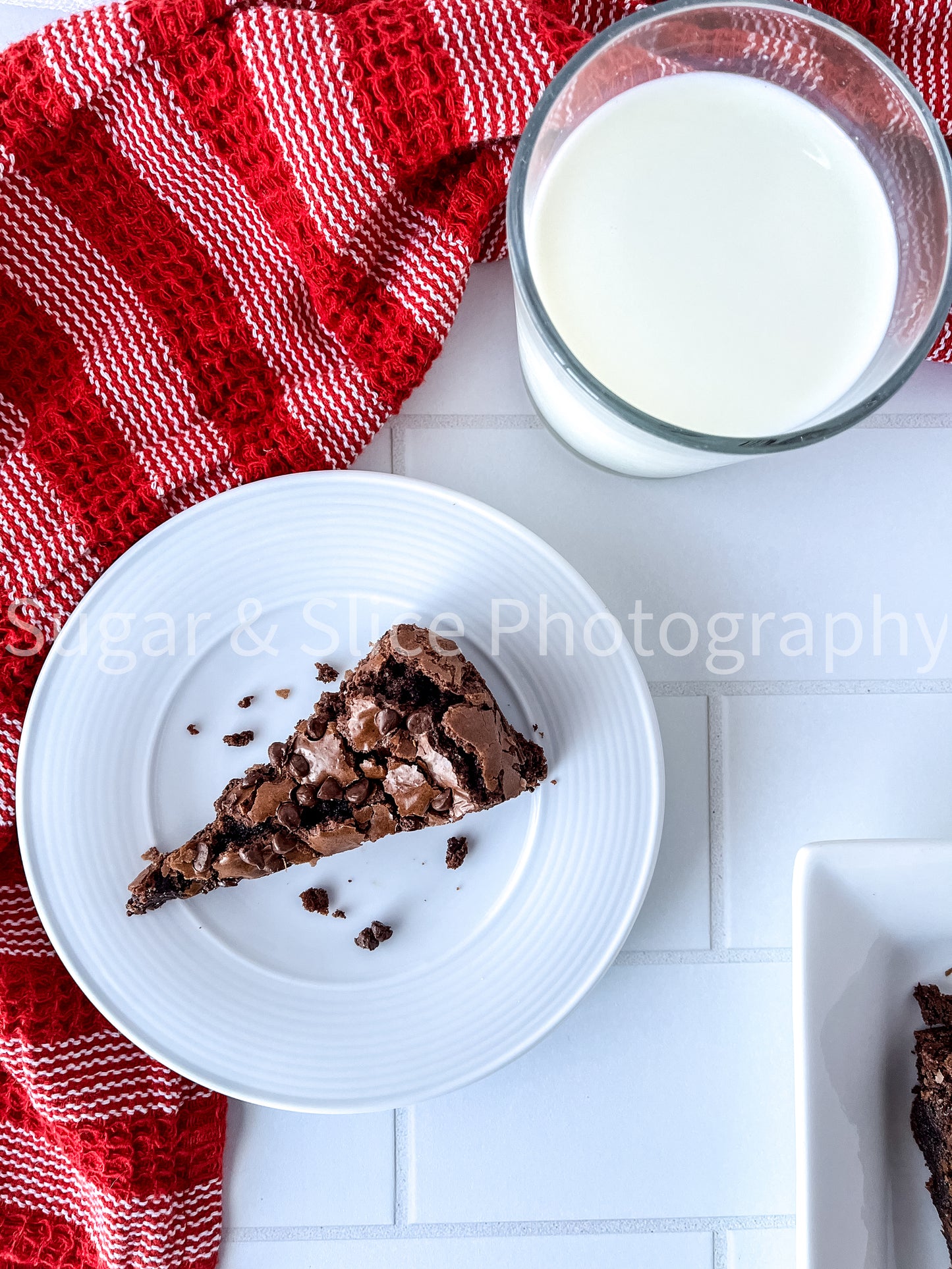 Gluten Free Brownies on White Ceramic Subway Tile