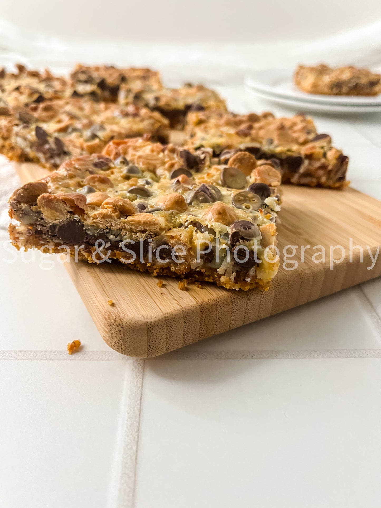 Magic Butterscotch Bars on Ceramic Subway Tile