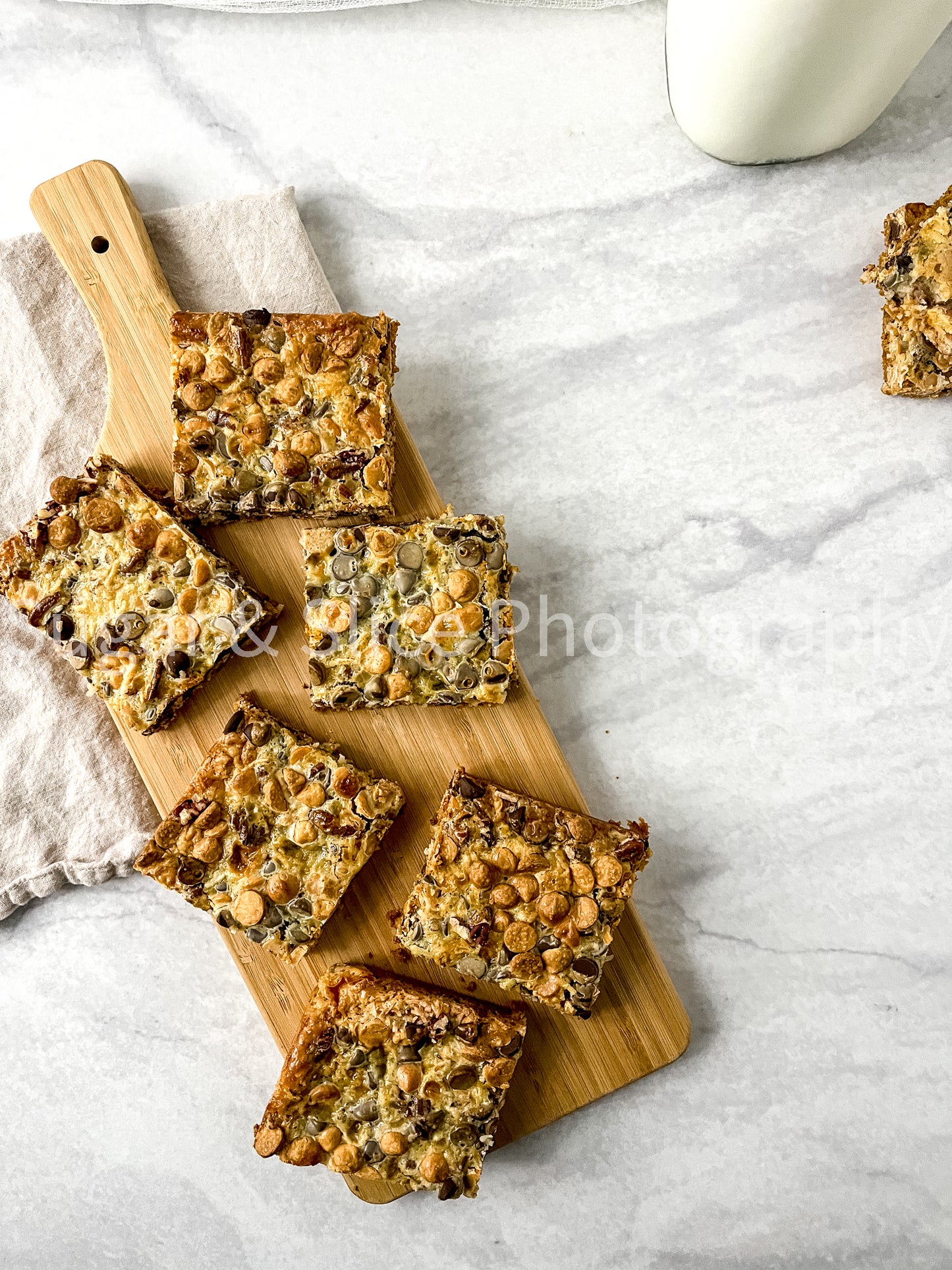 Magic Butterscotch Bars on Marble