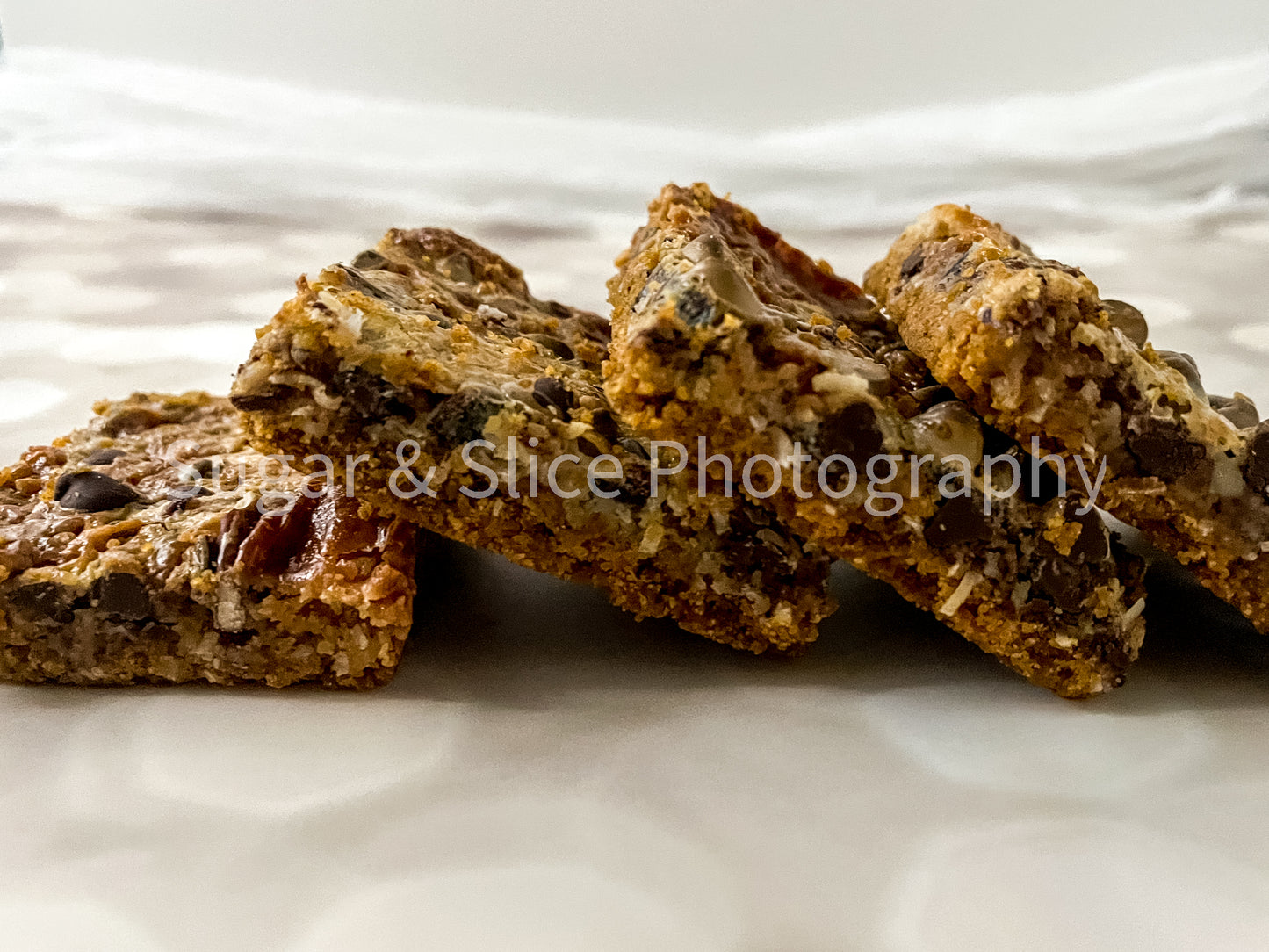 Magic Toffee Bars on Lilac Ash Bokeh