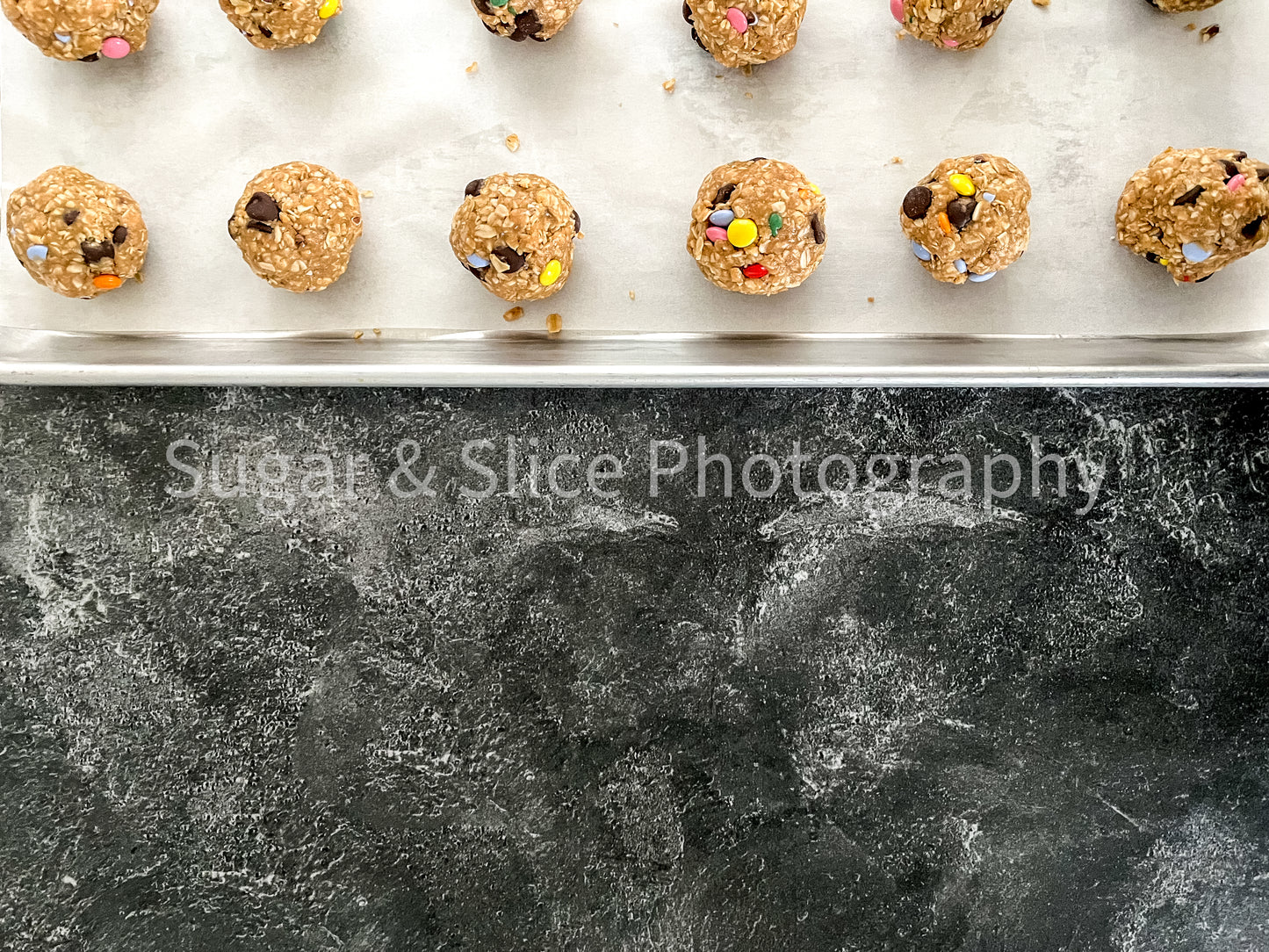 Peanut Butter Oatmeal Balls on Black Slate