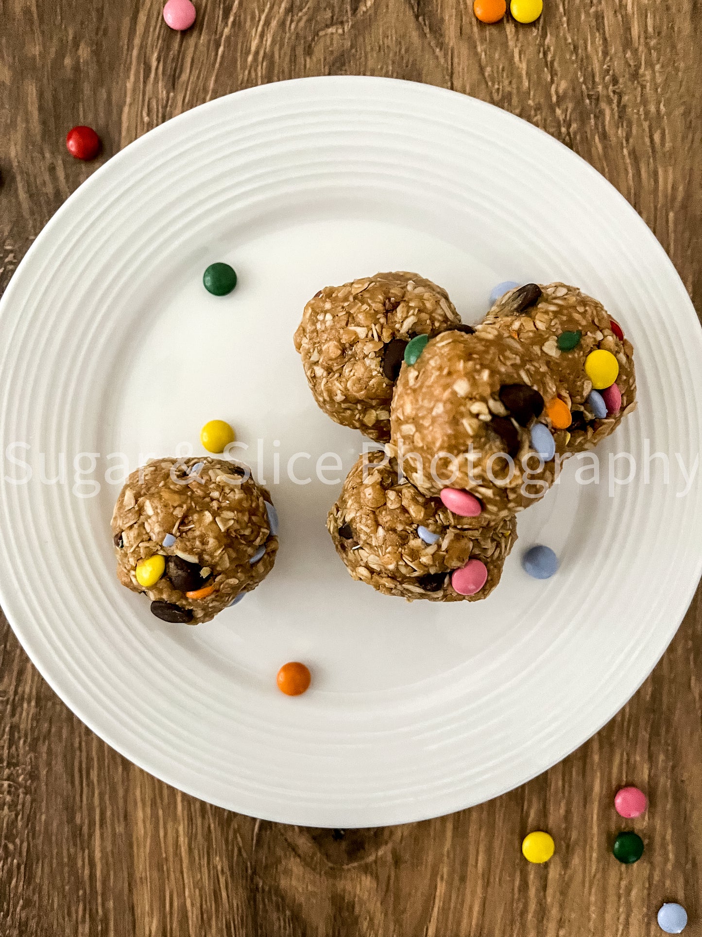 Peanut Butter Oatmeal Balls on Russian Oak