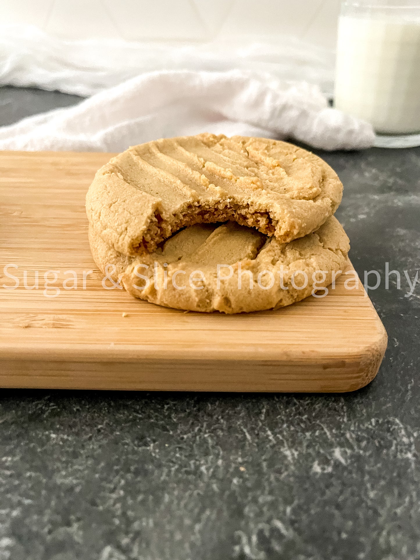 Peanut Butter Cookies on Black Slate