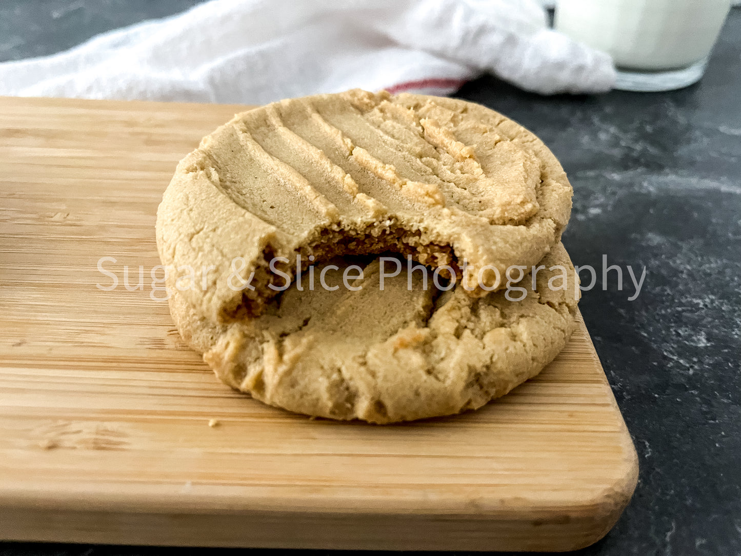 Peanut Butter Cookies on Black Slate