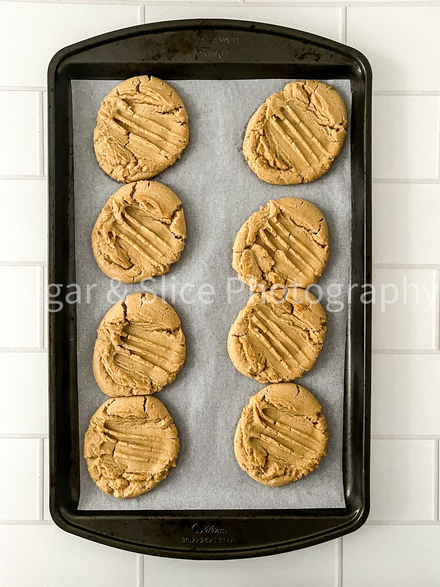 Peanut Butter Cookies on Ceramic Subway Tile