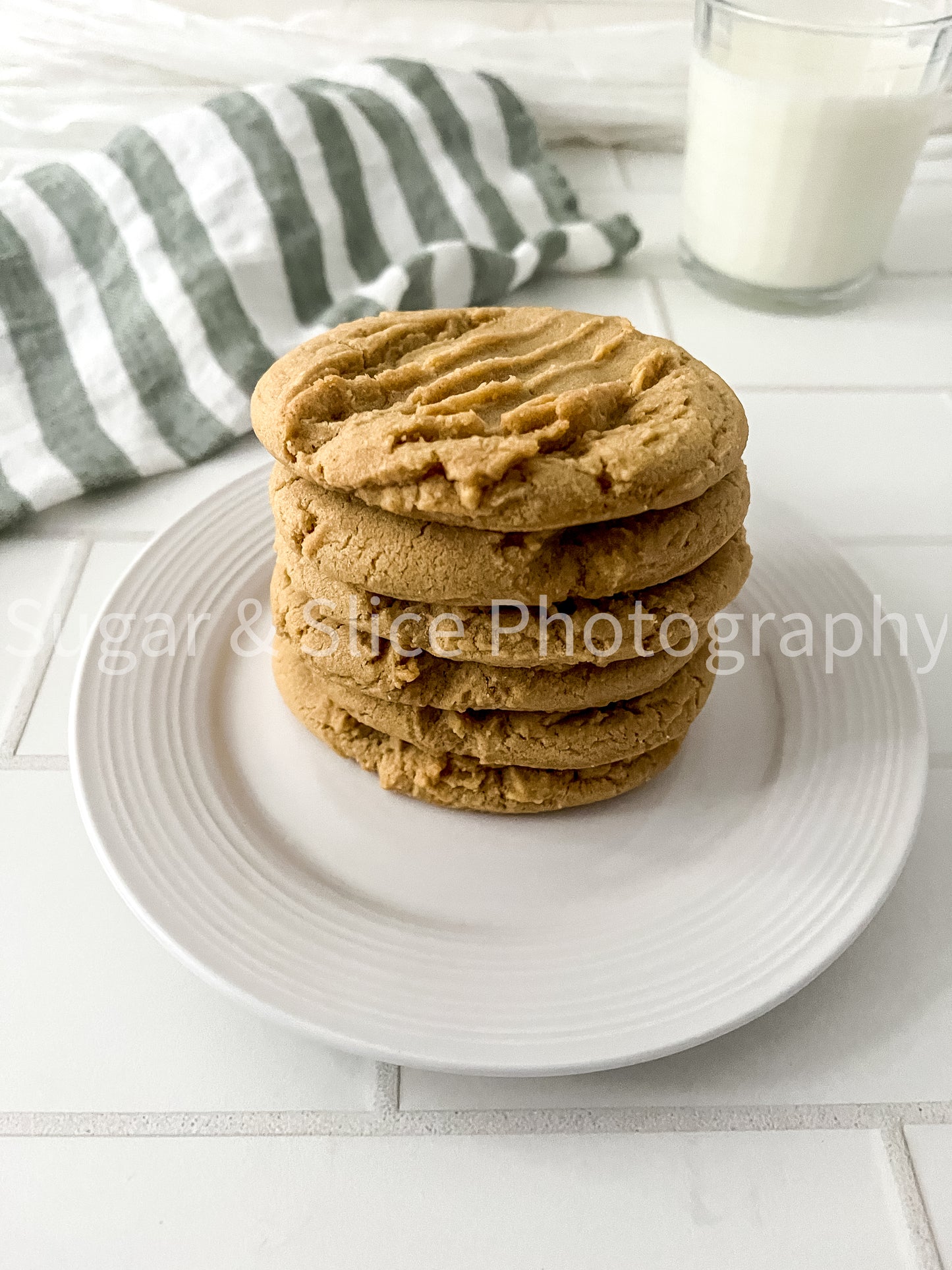 Peanut Butter Cookies on Ceramic Subway Tile
