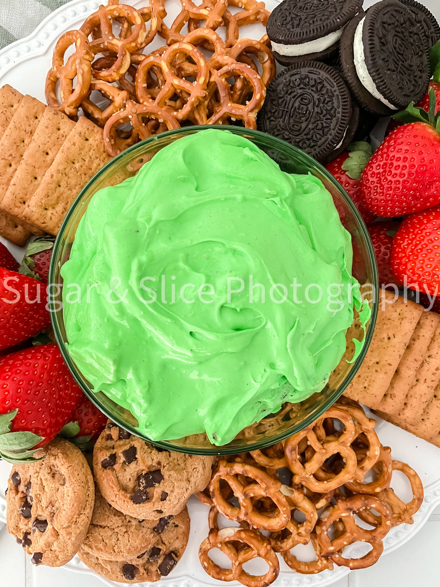 St. Patrick’s Themed Dip on Ceramic Subway Tile