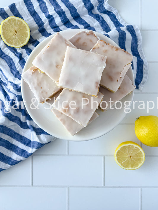 Gluten Free Lemon Brownies on White Ceramic Tile